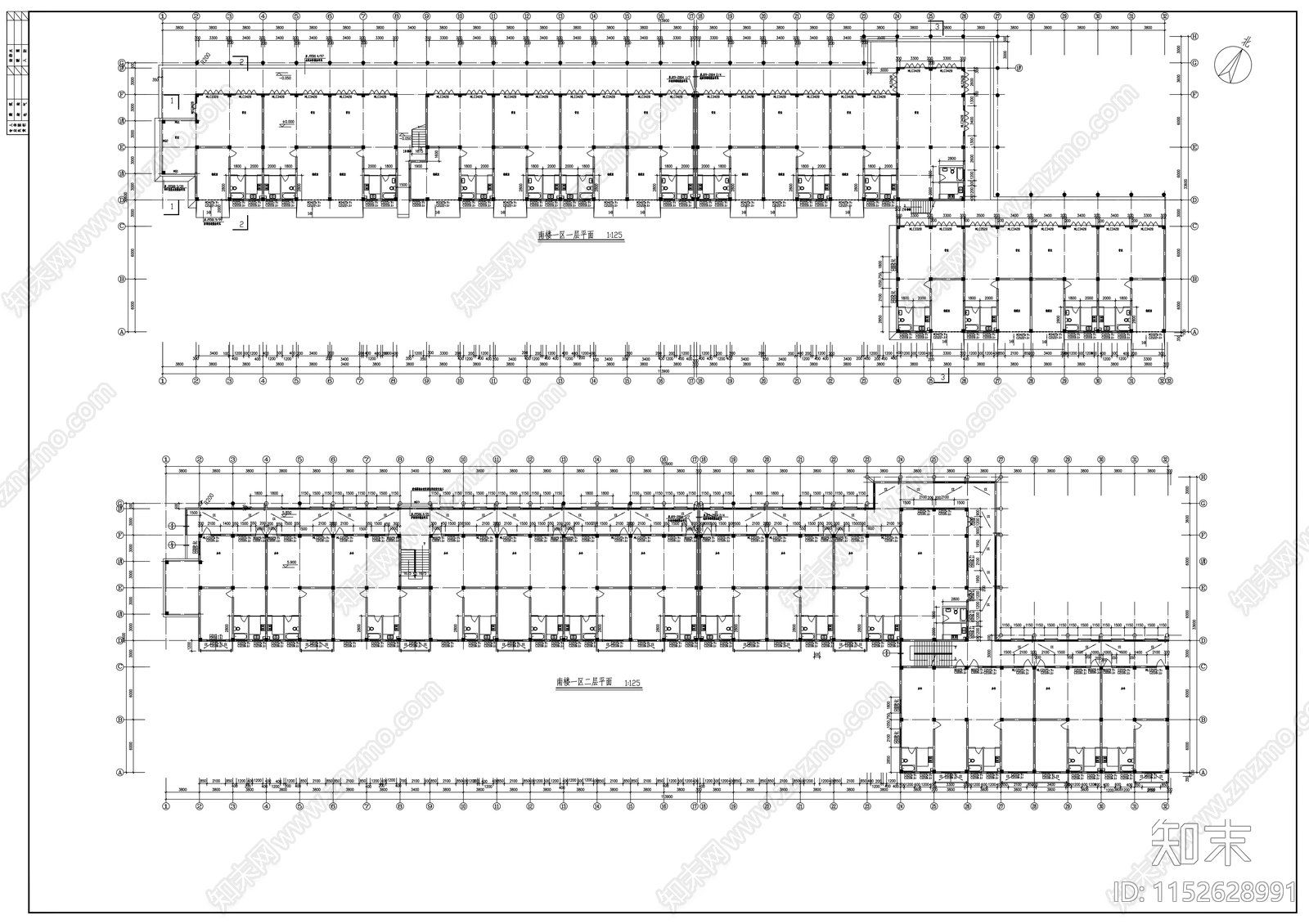 商业步行街建筑cad施工图下载【ID:1152628991】