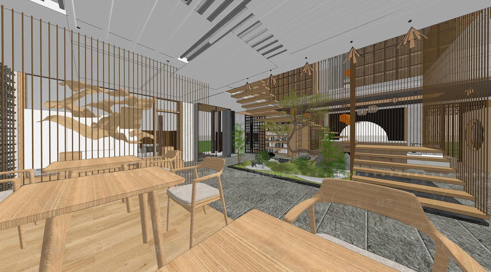 新中式书店SU模型下载【ID:1152628943】