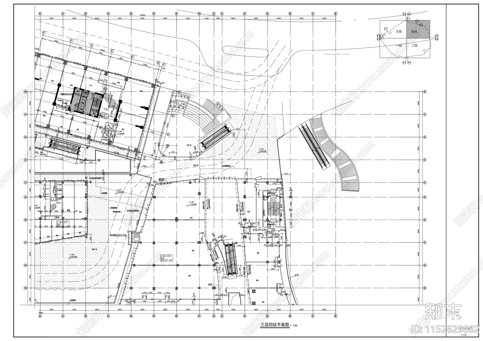 世纪城购物中心建筑cad施工图下载【ID:1152629082】