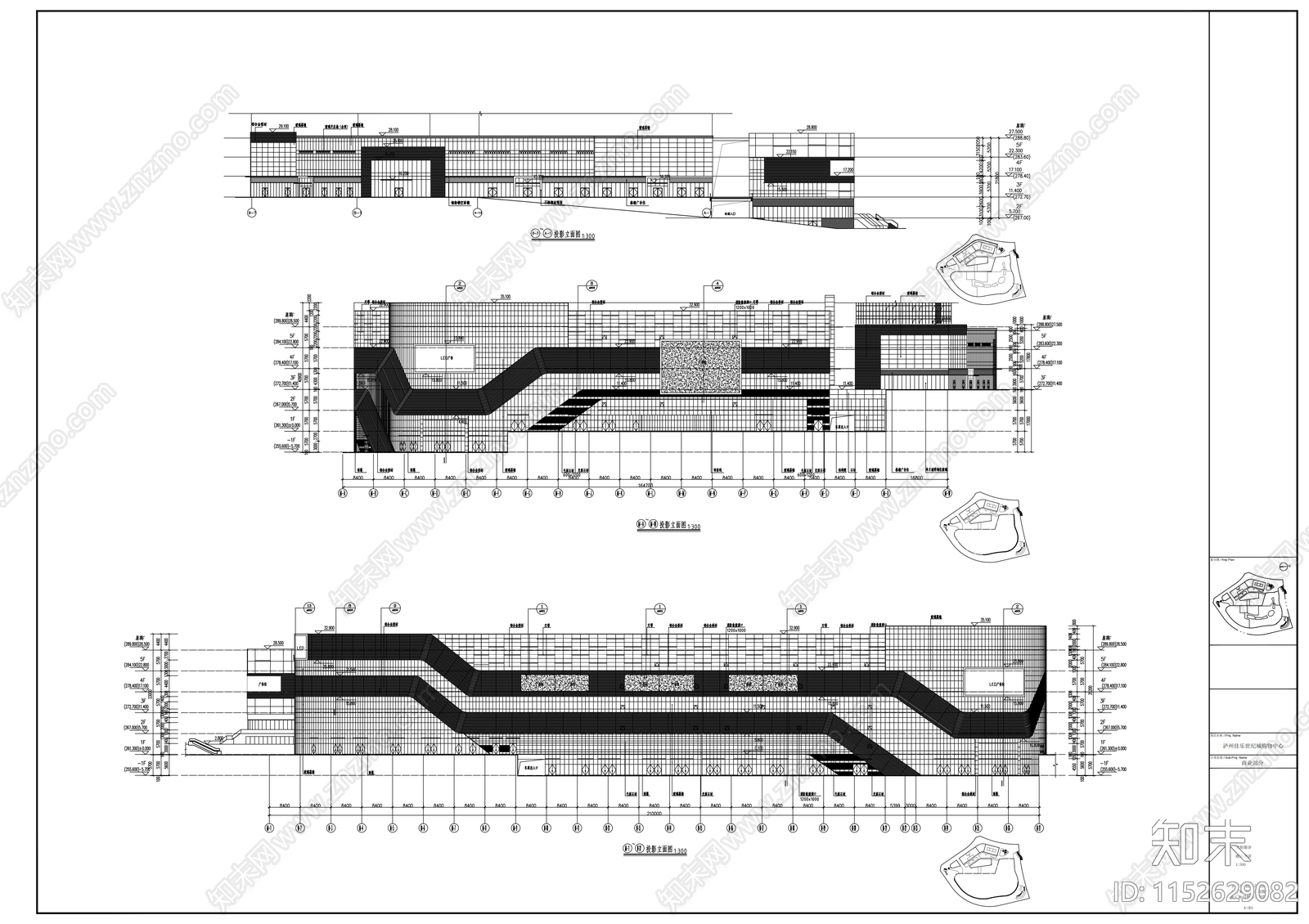 世纪城购物中心建筑cad施工图下载【ID:1152629082】