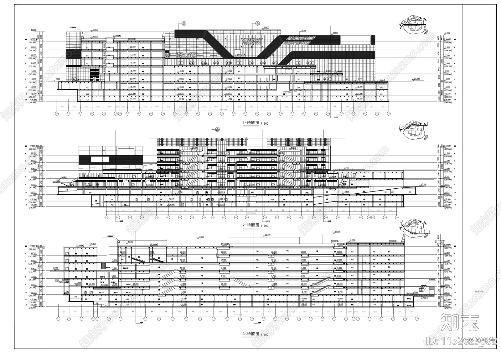 世纪城购物中心建筑cad施工图下载【ID:1152629082】