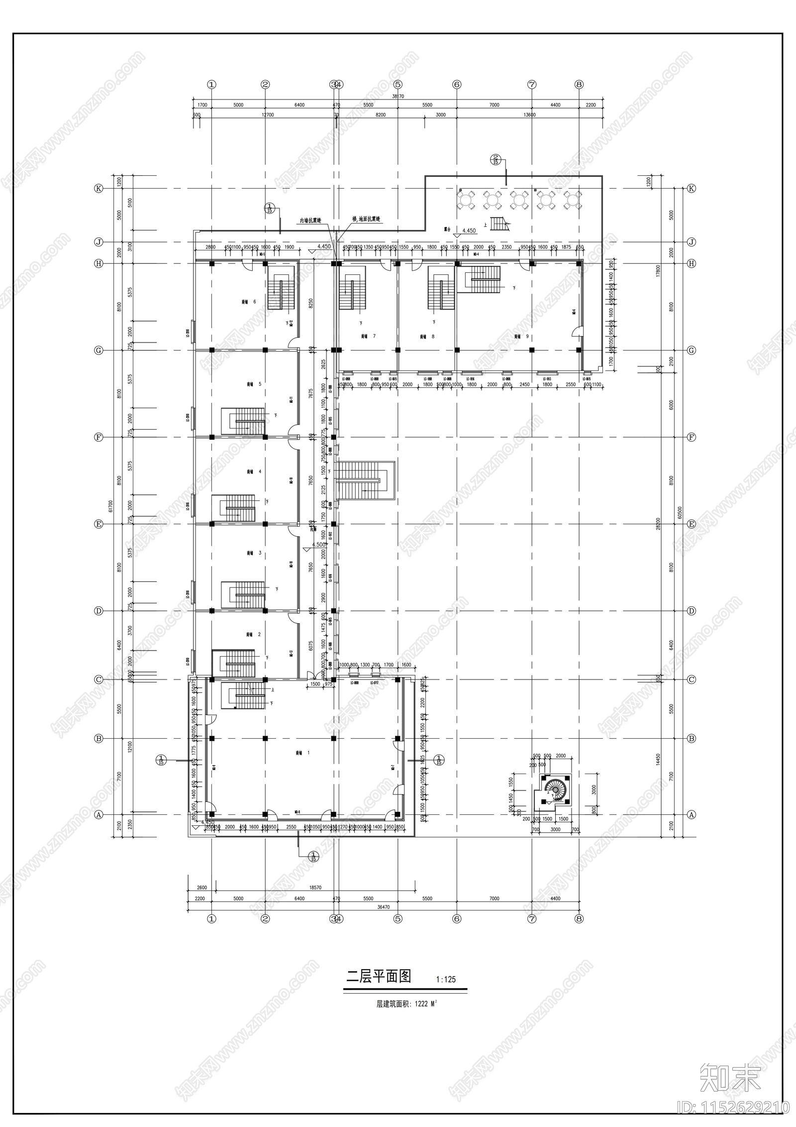 小区商店建筑cad施工图下载【ID:1152629210】