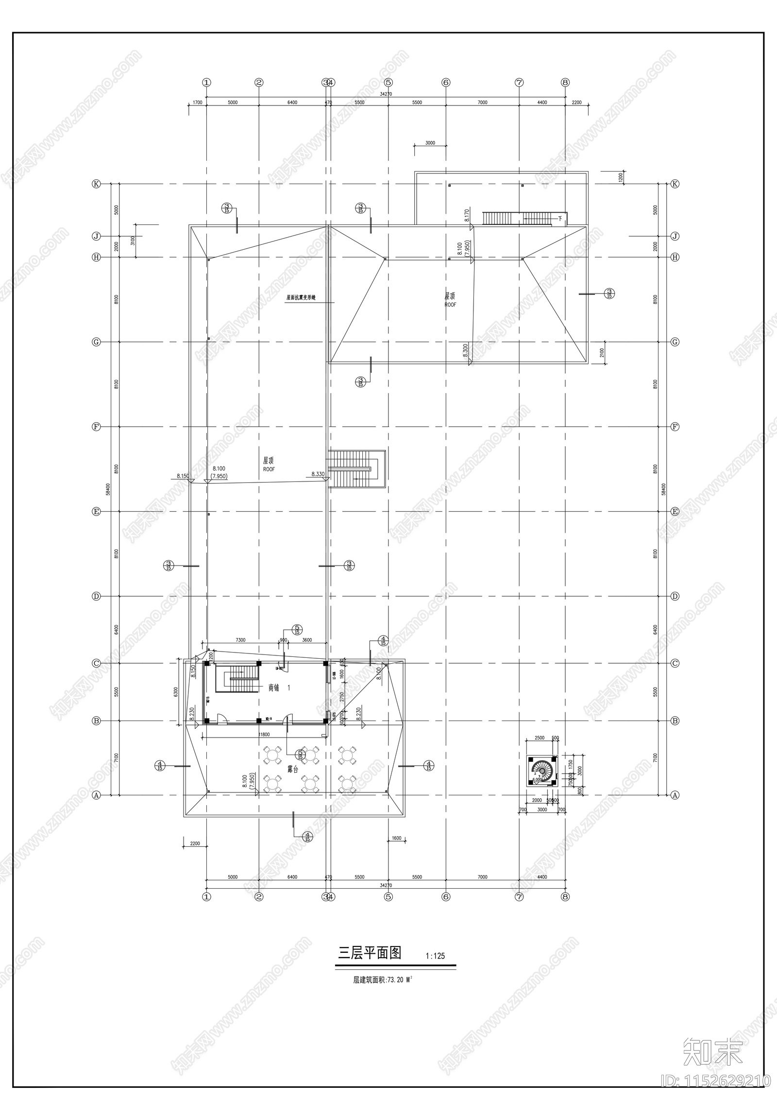 小区商店建筑cad施工图下载【ID:1152629210】