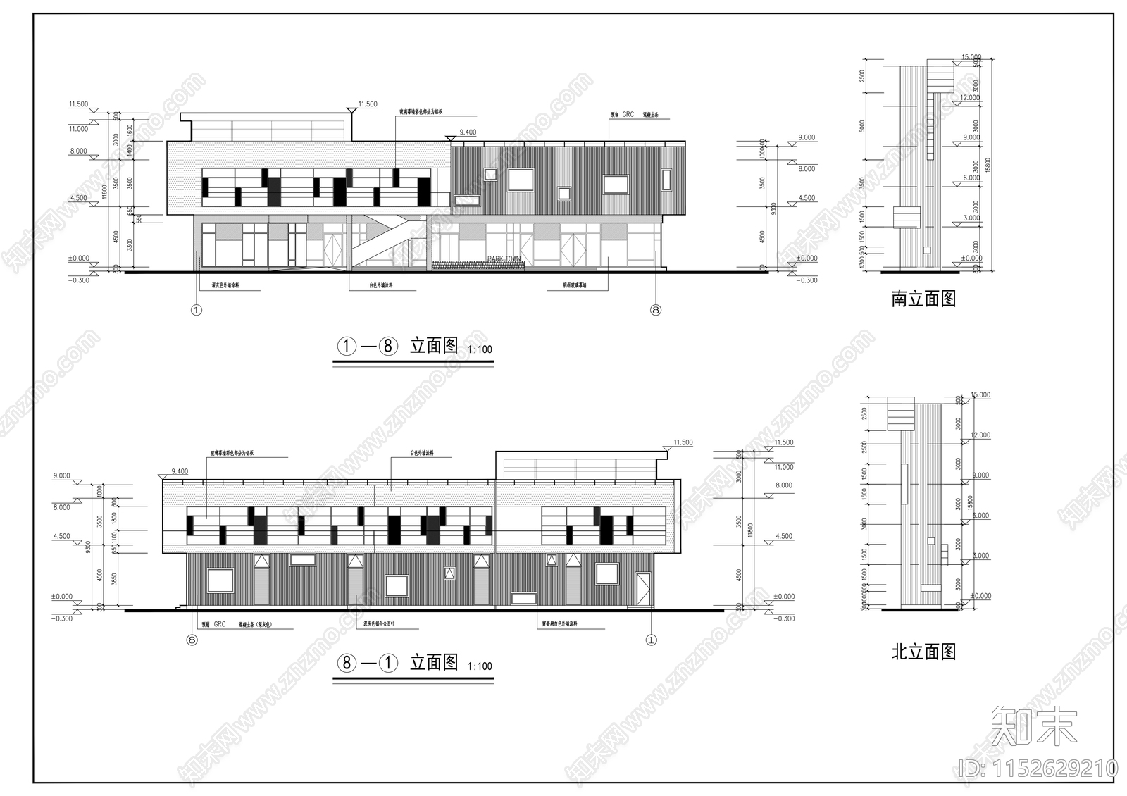 小区商店建筑cad施工图下载【ID:1152629210】