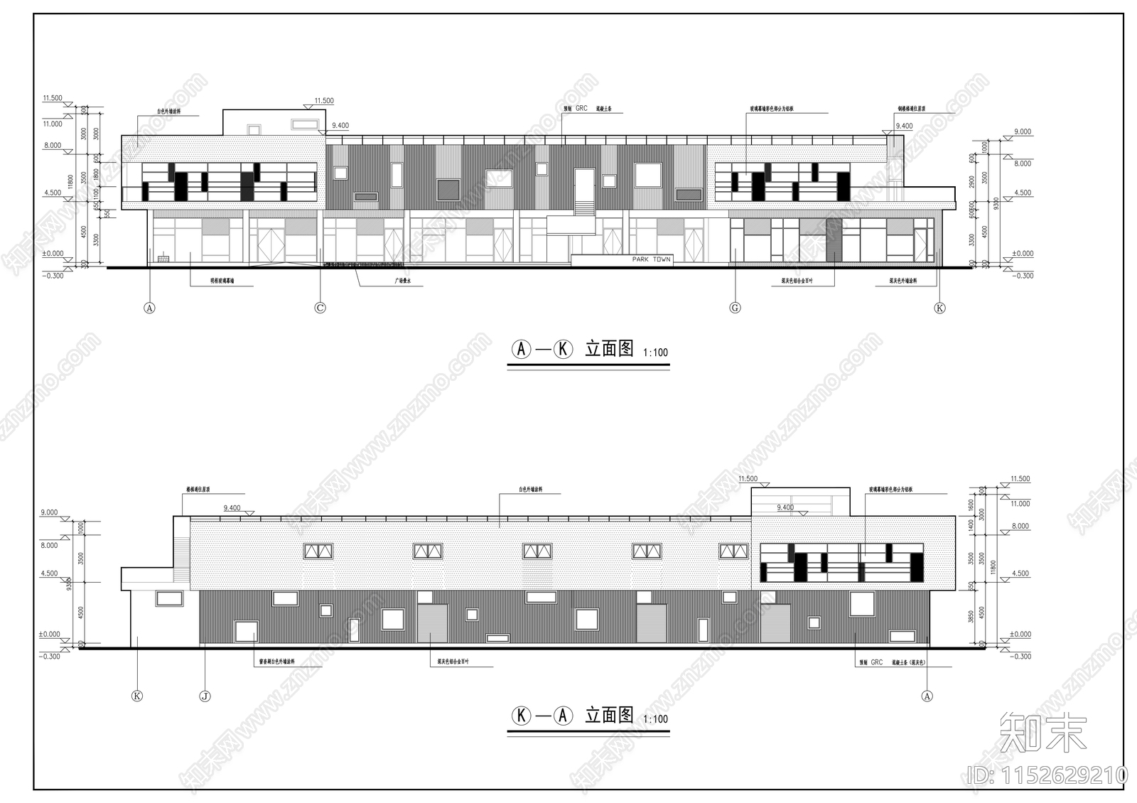 小区商店建筑cad施工图下载【ID:1152629210】