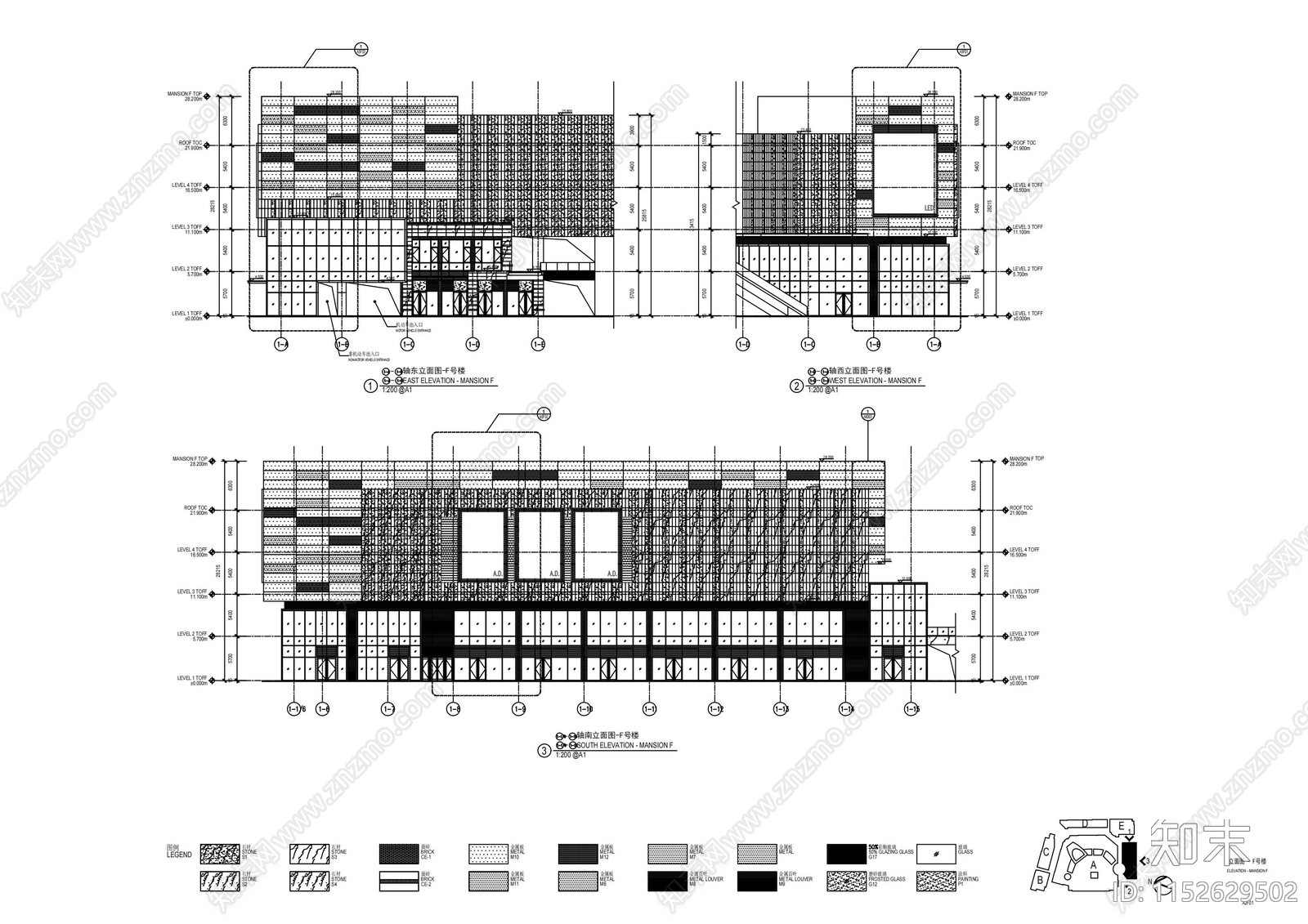 银泰城购物中心建筑cad施工图下载【ID:1152629502】