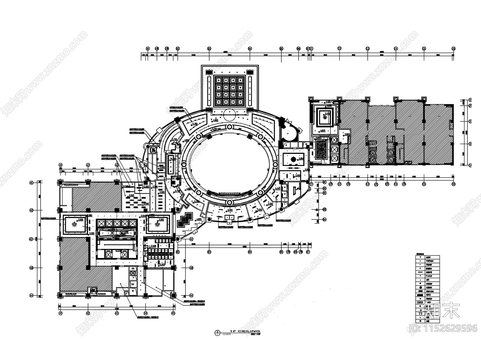 丽景国际酒店空间cad施工图下载【ID:1152629596】