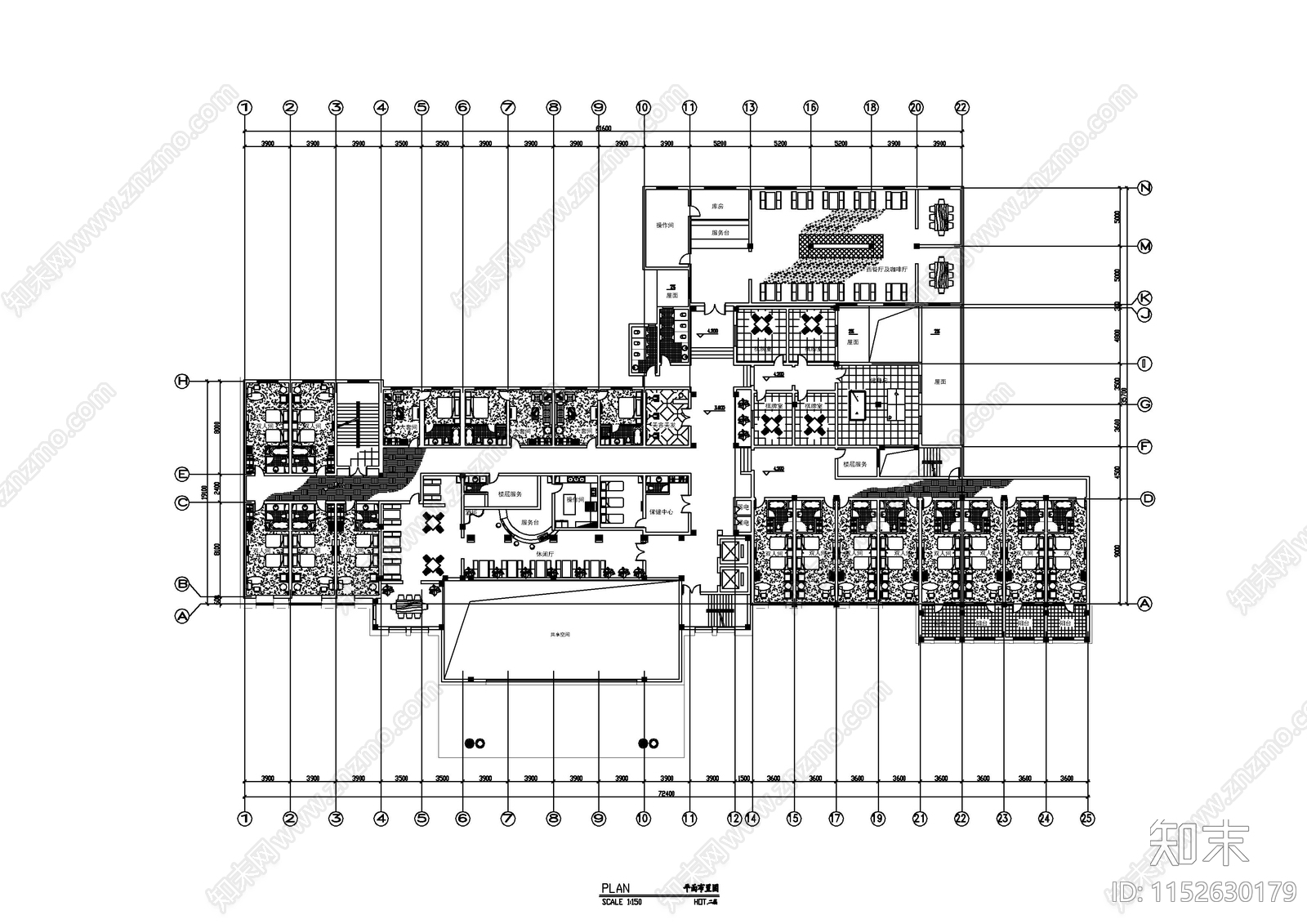 利川酒店空间cad施工图下载【ID:1152630179】