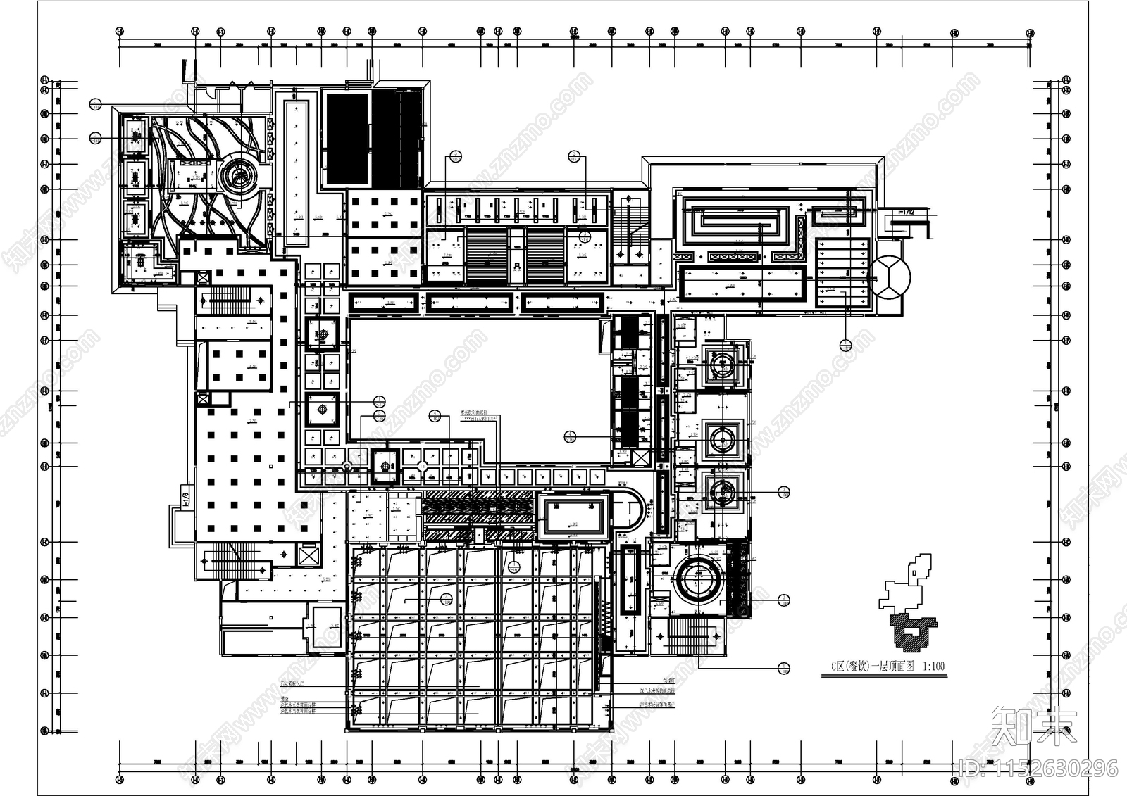 五星级园林酒店空间cad施工图下载【ID:1152630296】