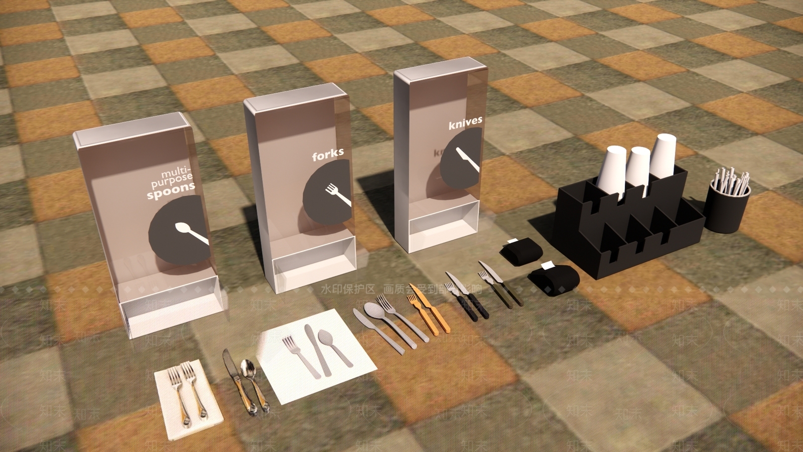 西式刀叉餐具SU模型下载【ID:1152631723】