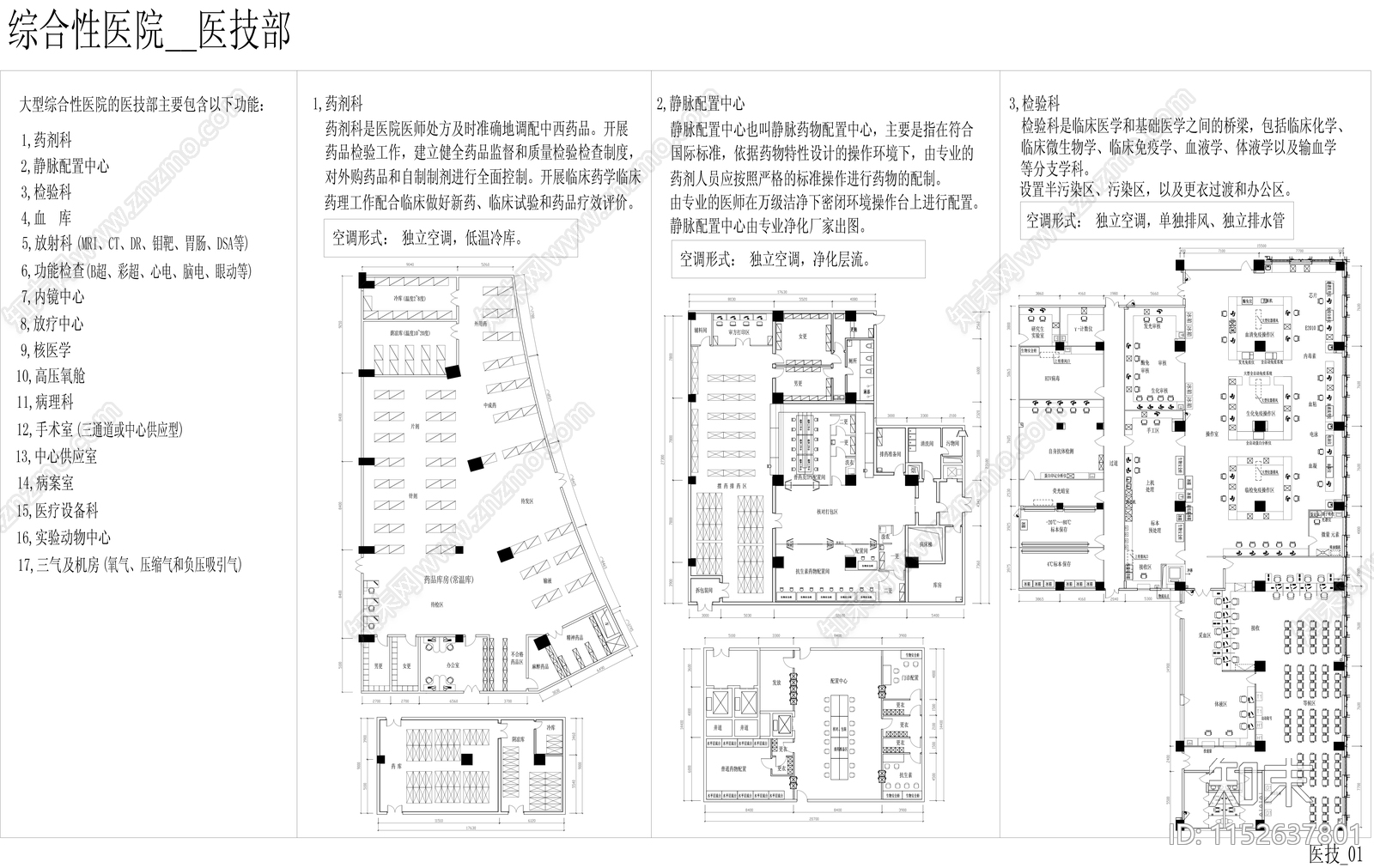 医院医技和行政23种科室平面施工图下载【ID:1152637801】