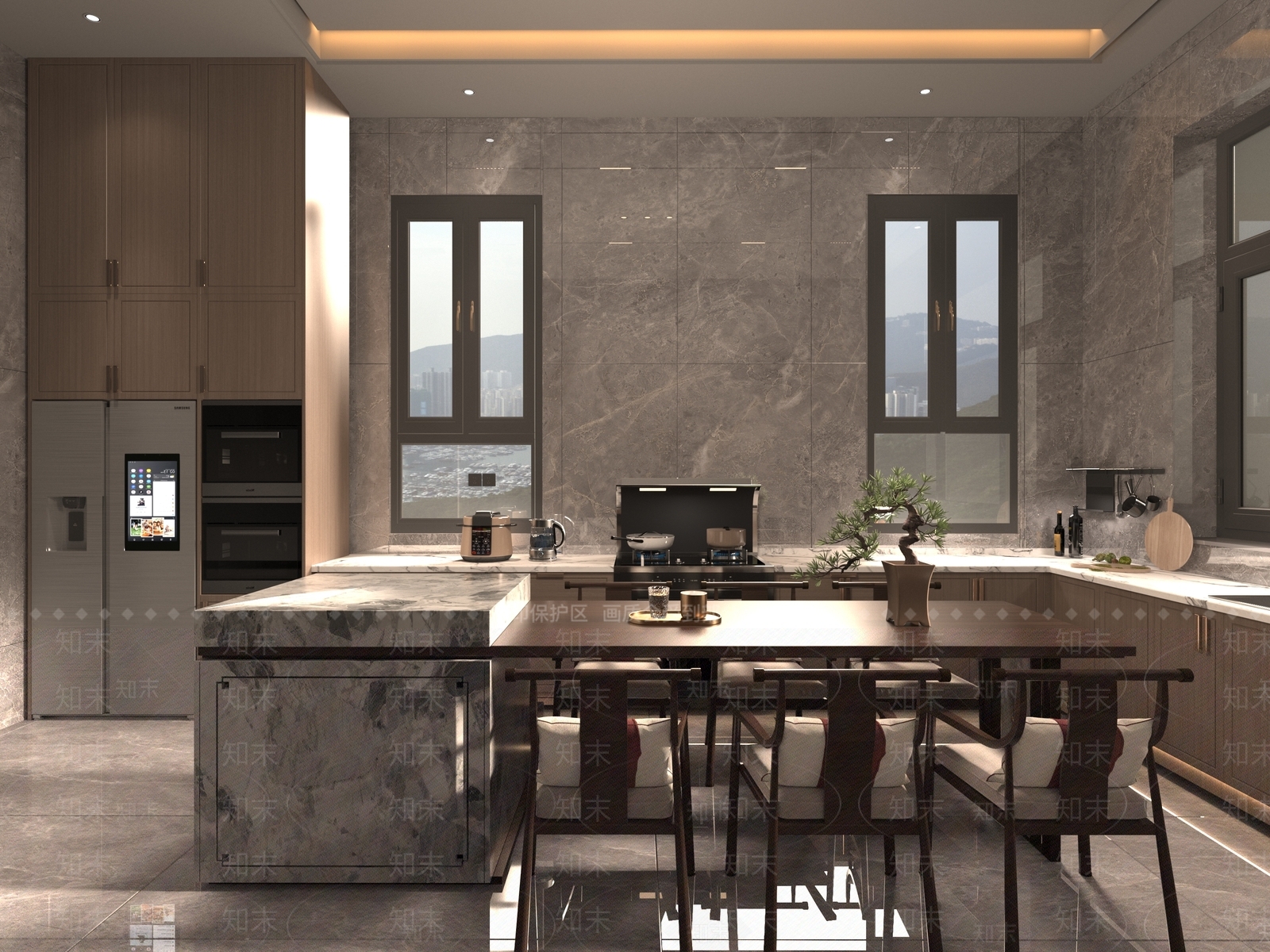 新中式餐桌椅组合3D模型下载【ID:1152633550】