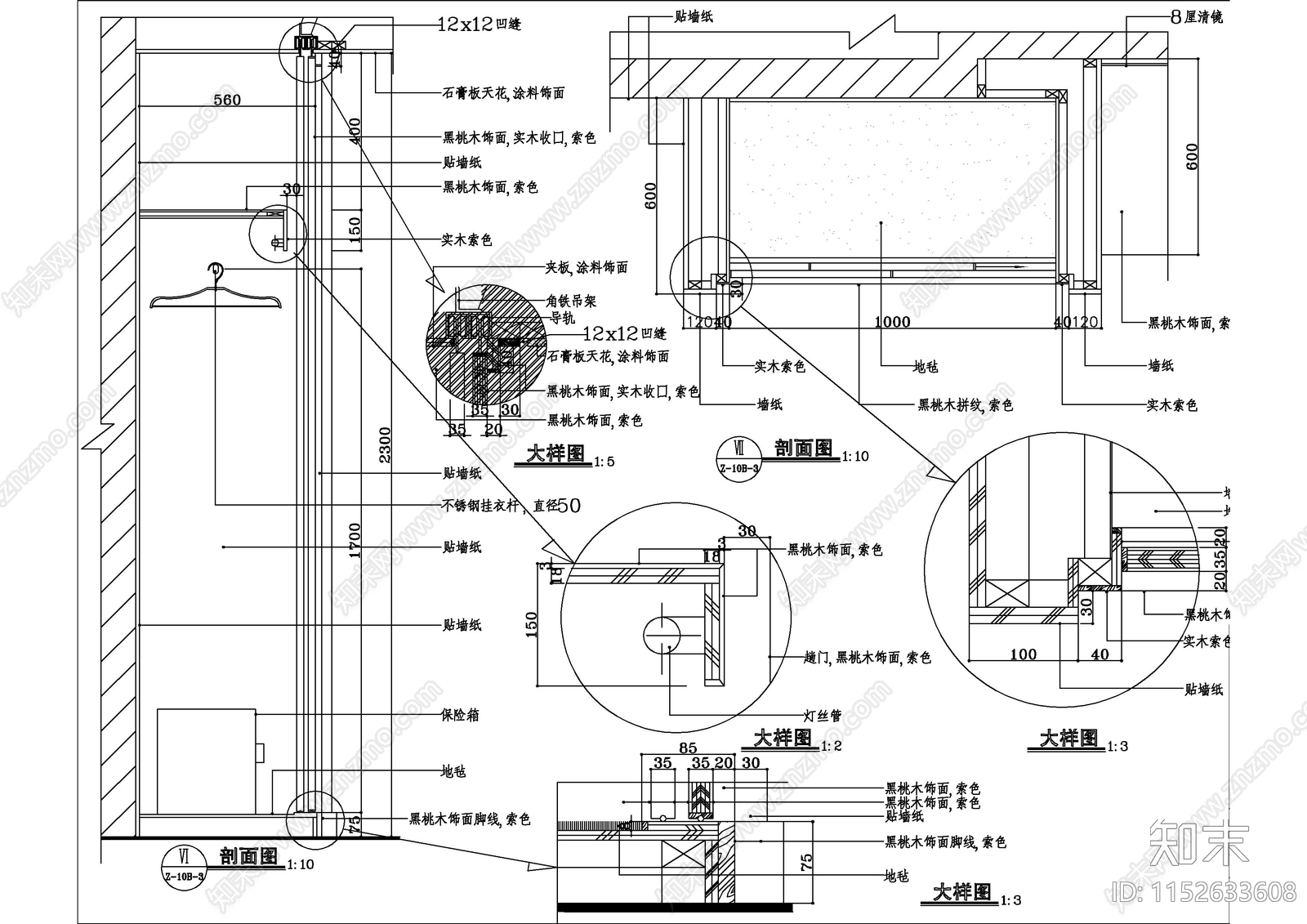 四星酒店客房cad施工图下载【ID:1152633608】