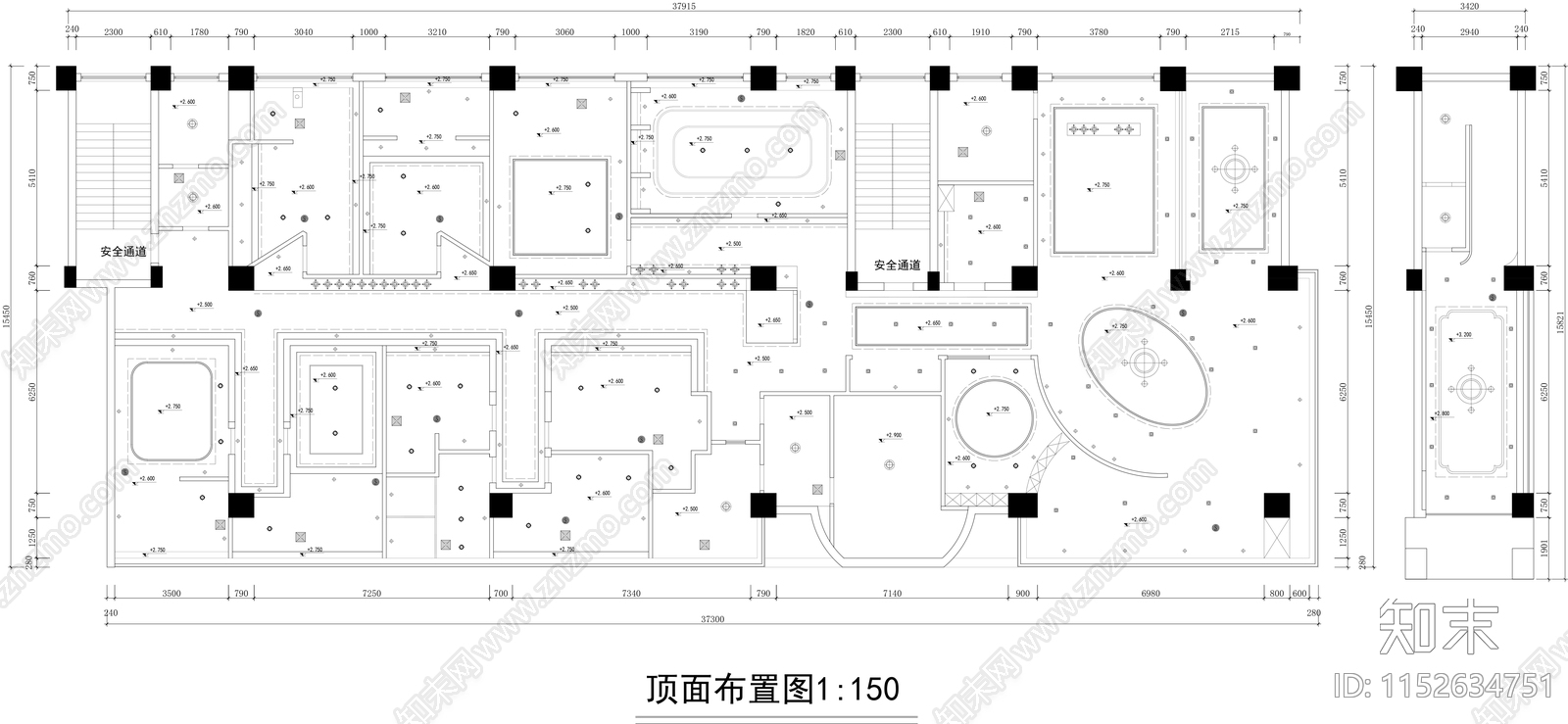 现代SPA美容会所cad施工图下载【ID:1152634751】