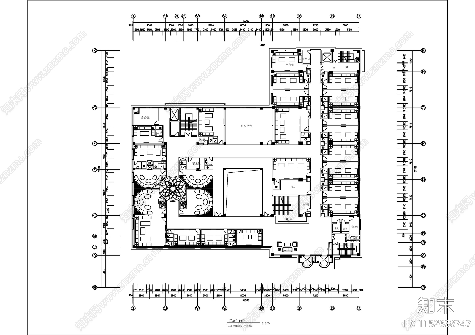 福州四星级国际大酒店空间cad施工图下载【ID:1152638747】