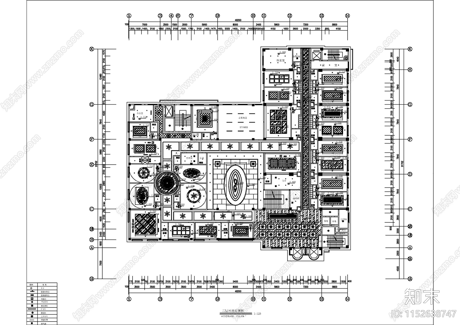 福州四星级国际大酒店空间cad施工图下载【ID:1152638747】