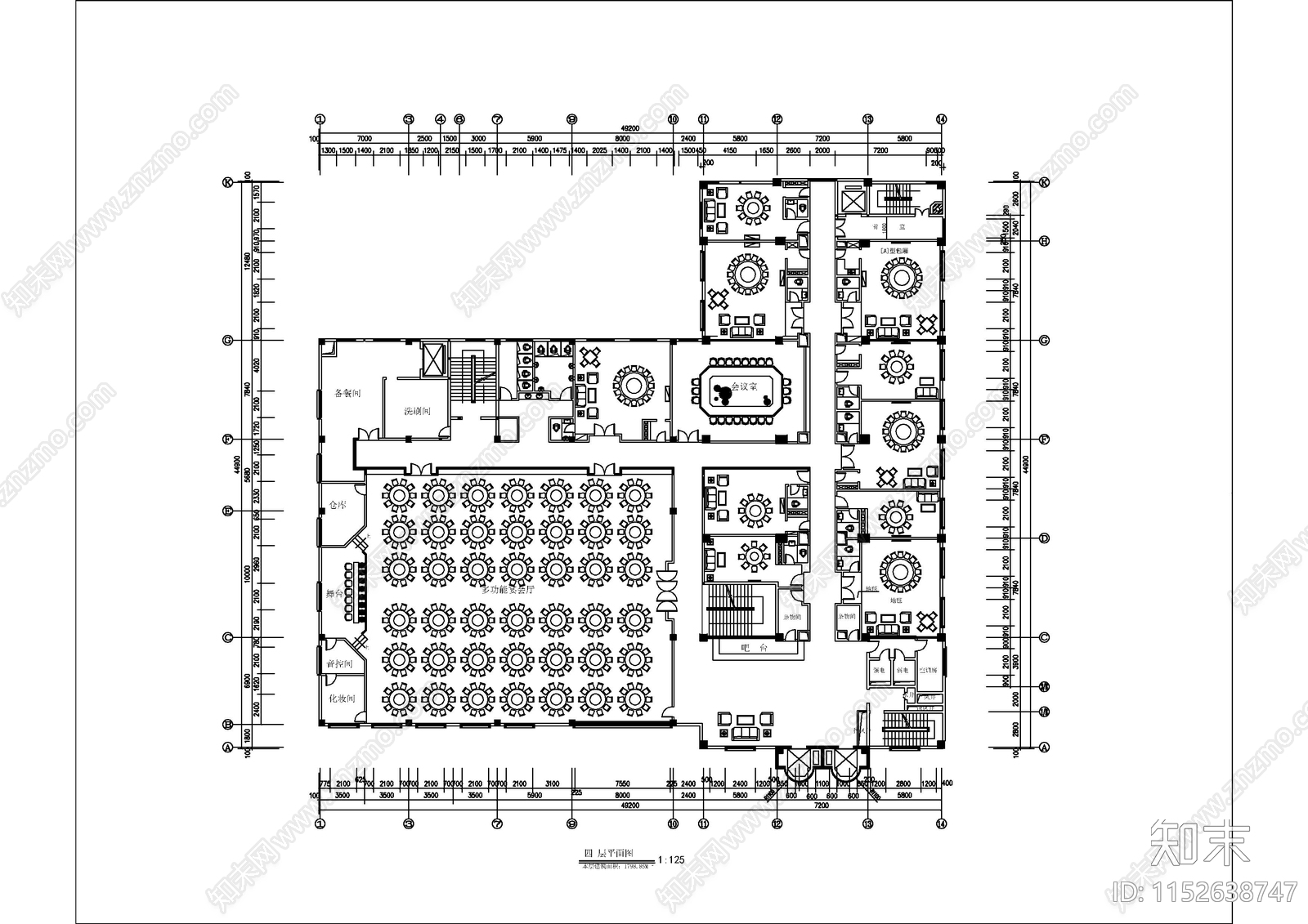 福州四星级国际大酒店空间cad施工图下载【ID:1152638747】