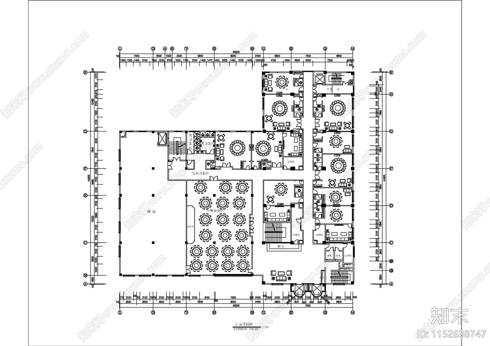 福州四星级国际大酒店空间cad施工图下载【ID:1152638747】