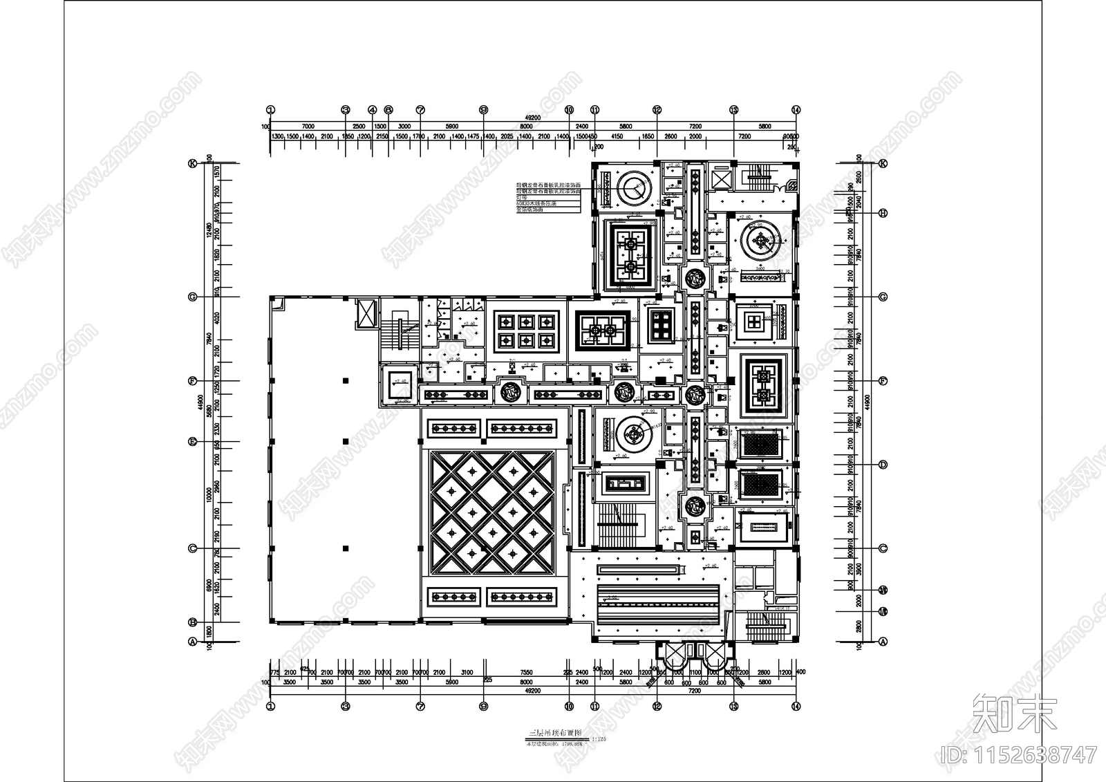 福州四星级国际大酒店空间cad施工图下载【ID:1152638747】
