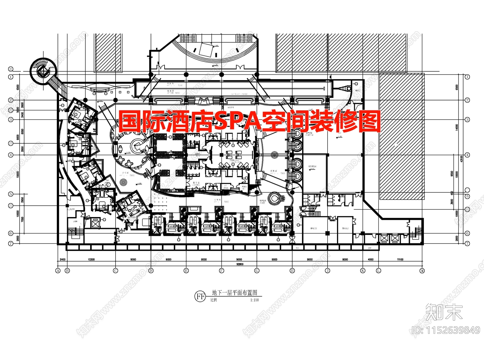 国际酒店SPA空间cad施工图下载【ID:1152639849】