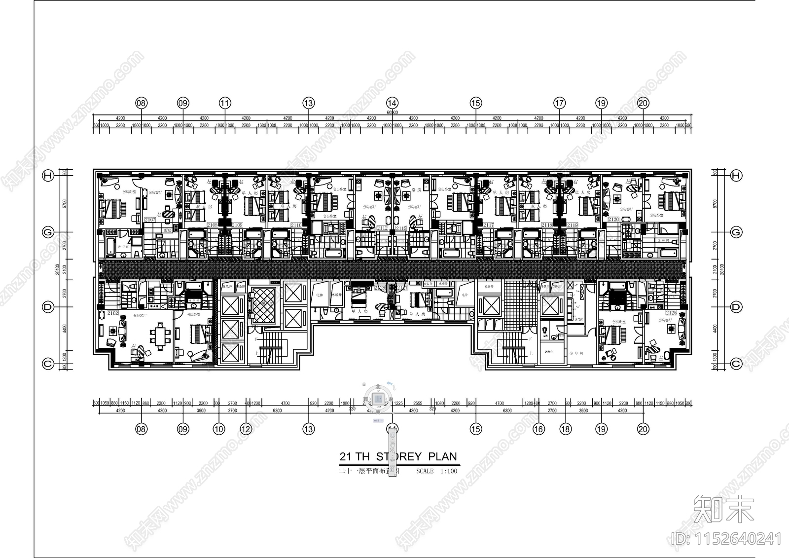 五星级豪华商务型酒店空间cad施工图下载【ID:1152640241】