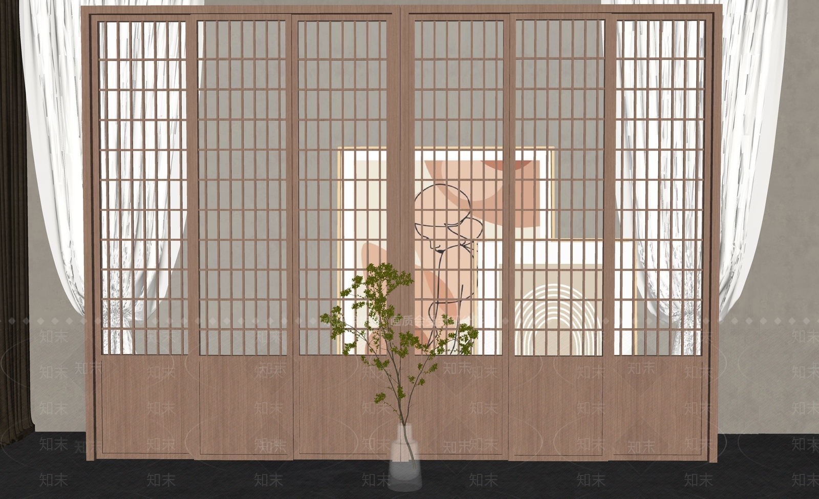 现代推拉门SU模型下载【ID:1152640732】