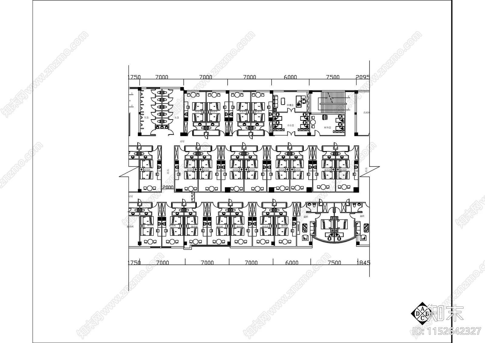 江苏某宾馆酒店空间cad施工图下载【ID:1152642327】