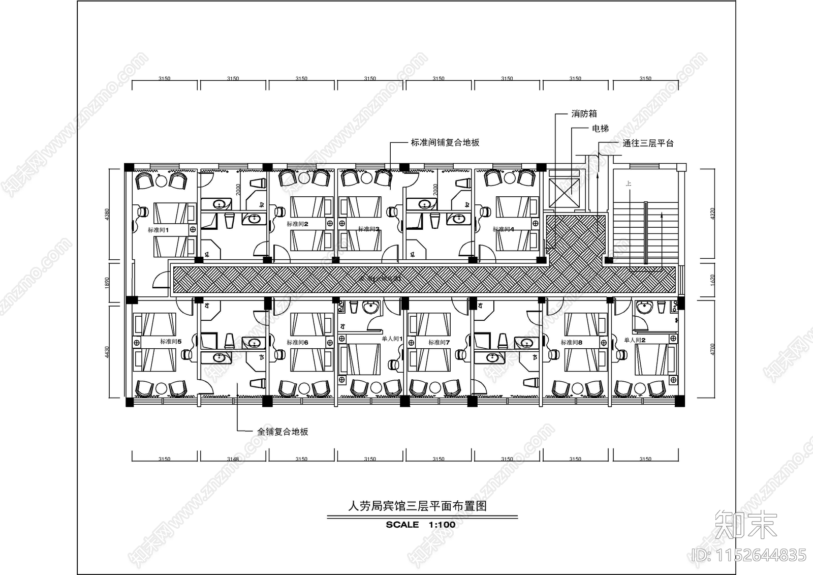 假日宾馆装饰装修图cad施工图下载【ID:1152644835】