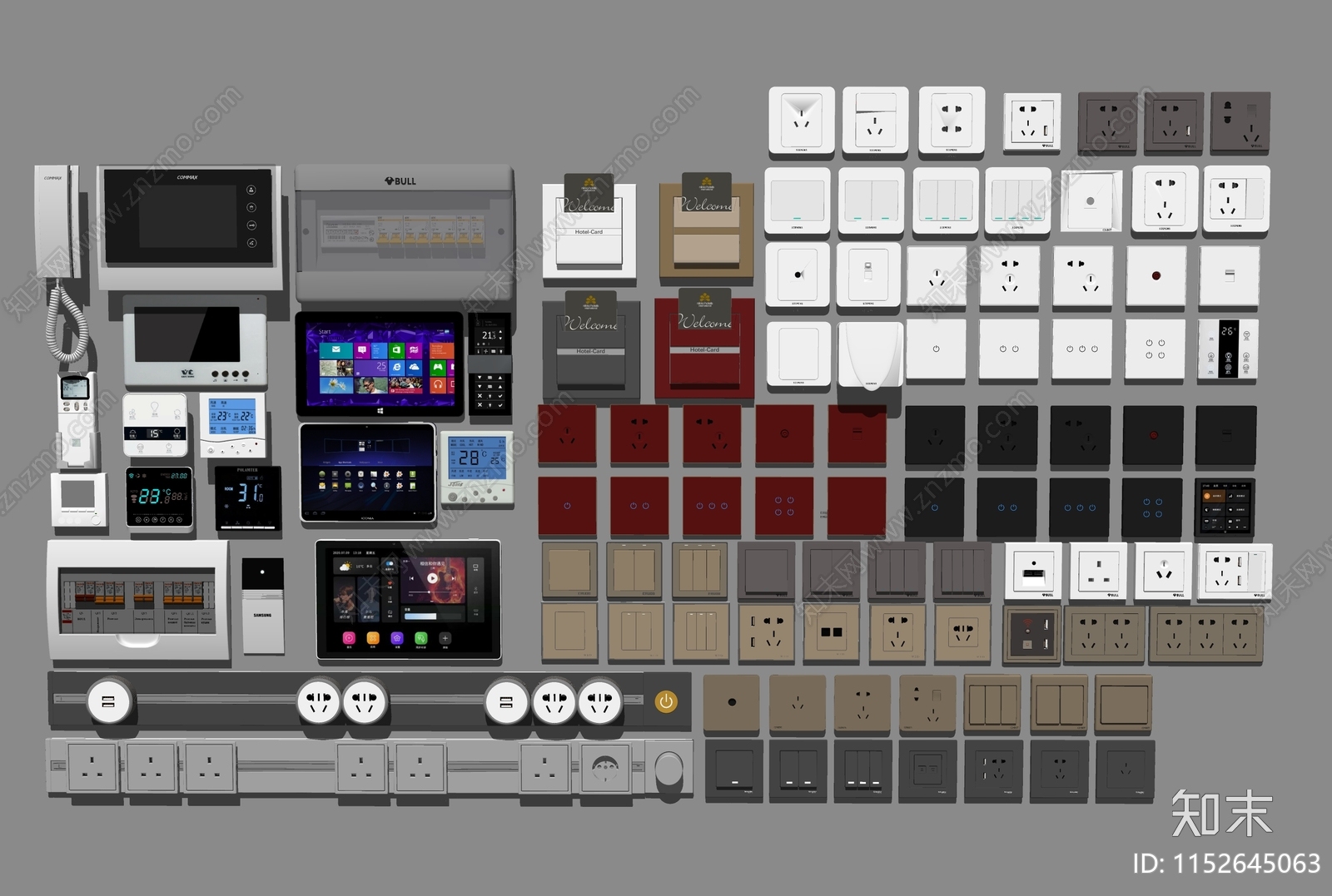 现代开关插座组合SU模型下载【ID:1152645063】