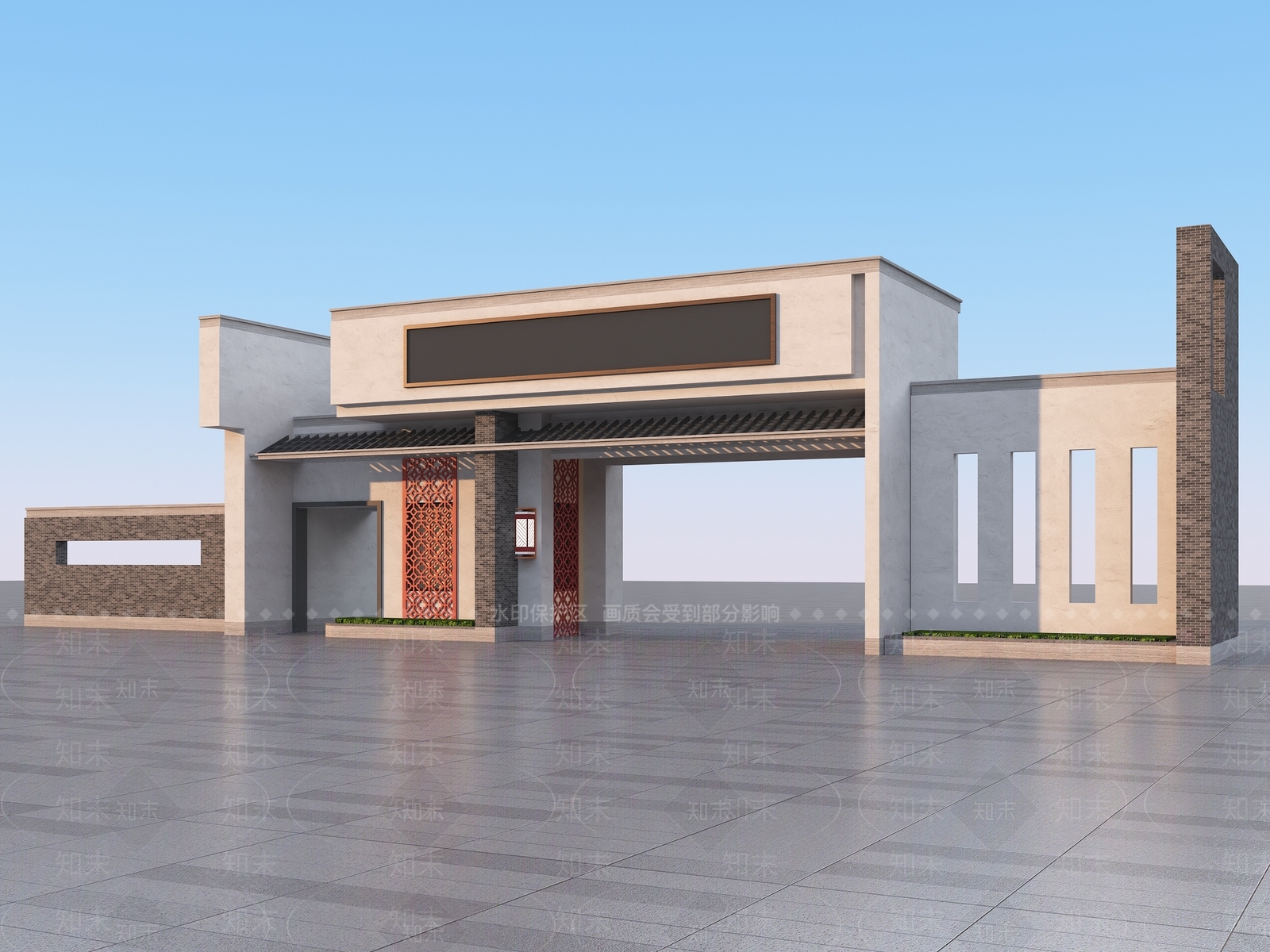 中式新入口大门3D模型下载【ID:1152645272】