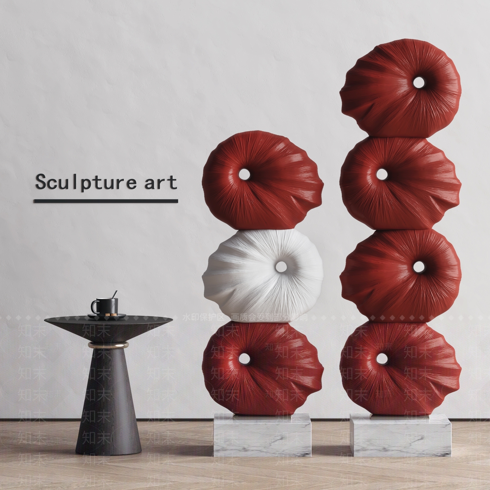 现代抽象艺术雕塑摆件3D模型下载【ID:1152645388】