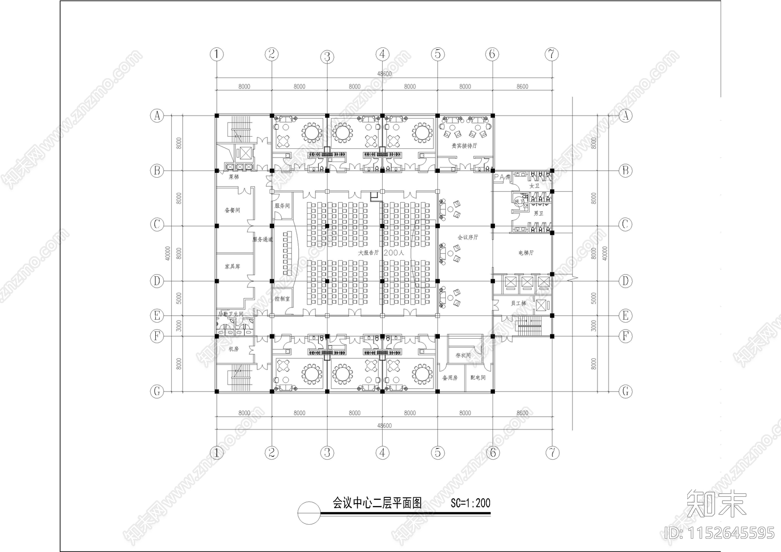 温泉度假酒店内装修图cad施工图下载【ID:1152645595】