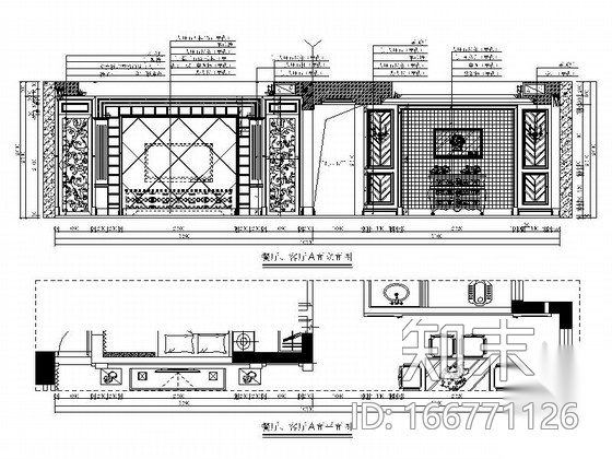 [南宁]欧陆风格三居室室内装修图（含效果）cad施工图下载【ID:166771126】