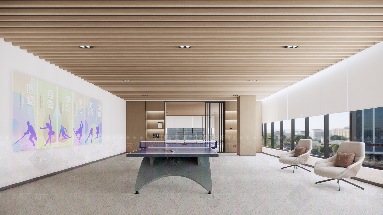 现代乒乓球室SU模型下载【ID:1152654595】
