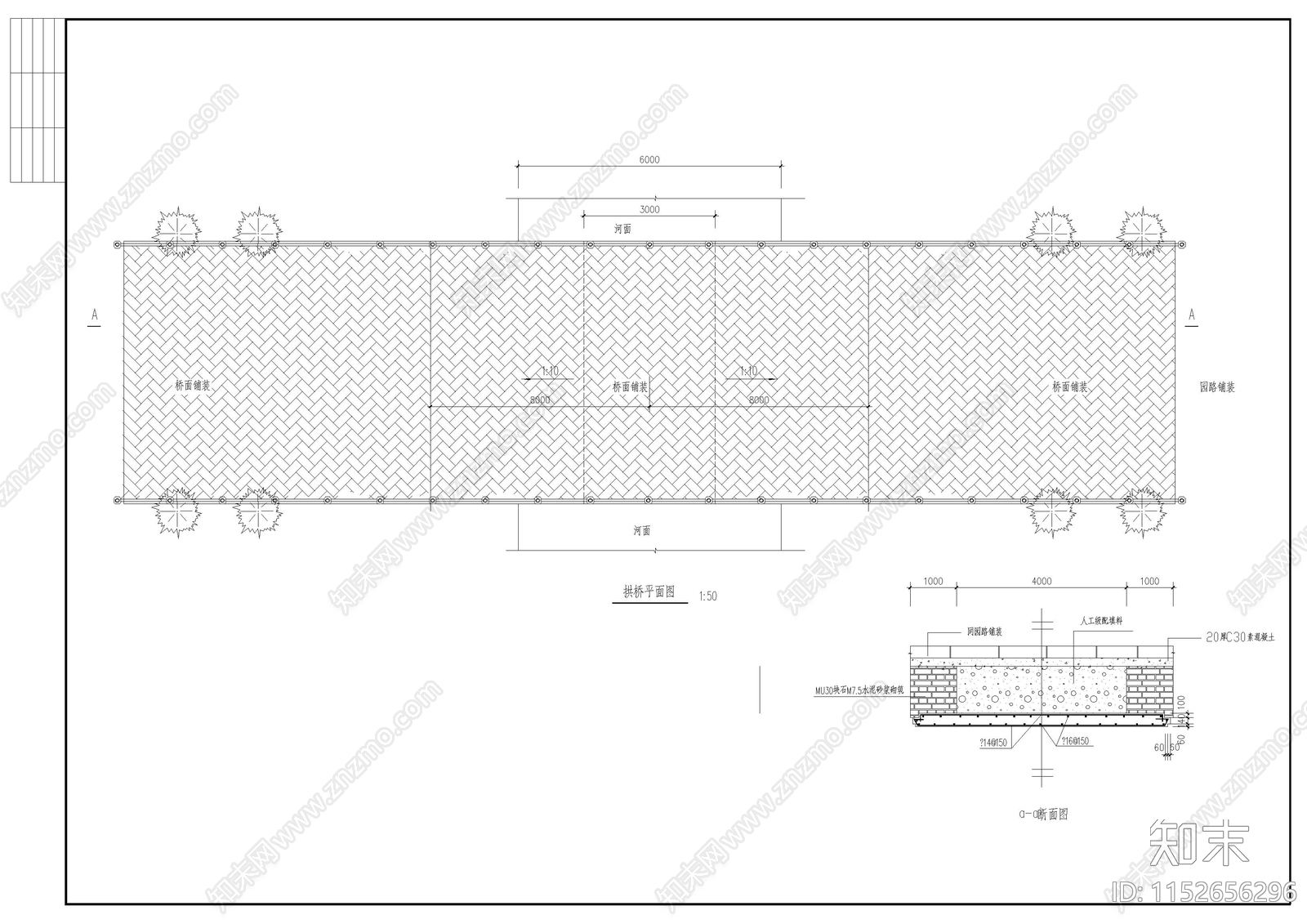 古典石桥建筑图cad施工图下载【ID:1152656296】
