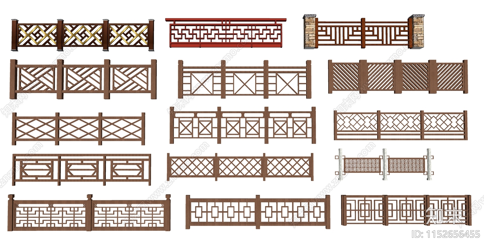 中式围栏SU模型下载【ID:1152656455】