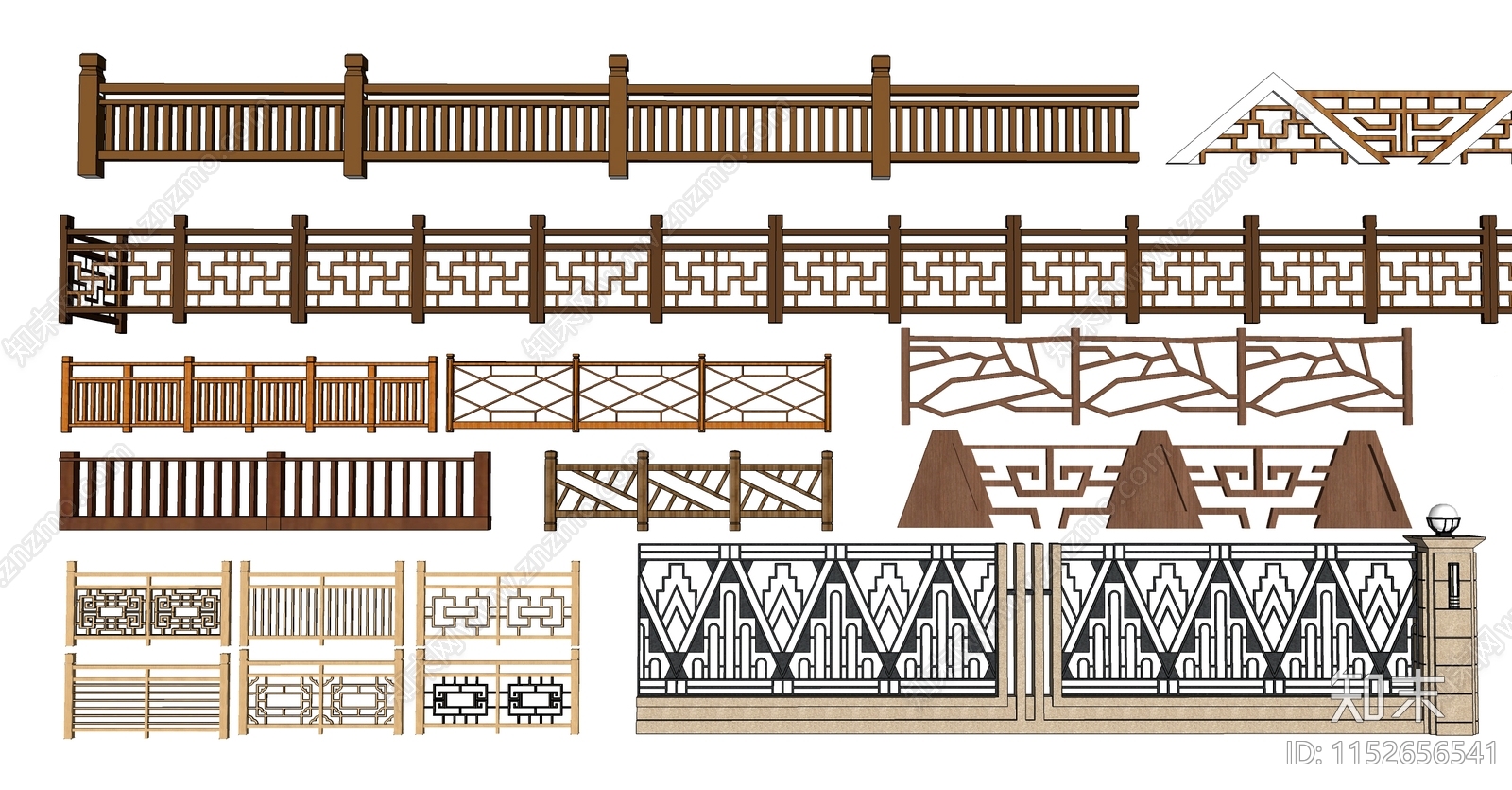 中式围栏SU模型下载【ID:1152656541】