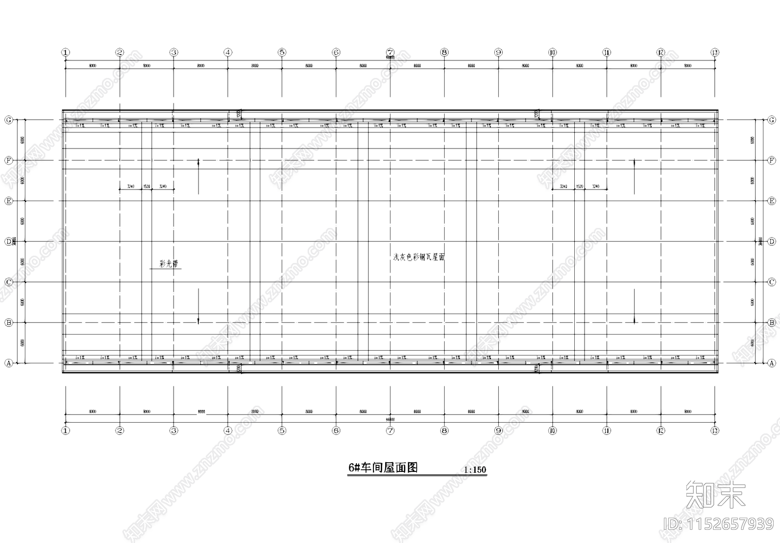 单层车间厂房工业建筑cad施工图下载【ID:1152657939】