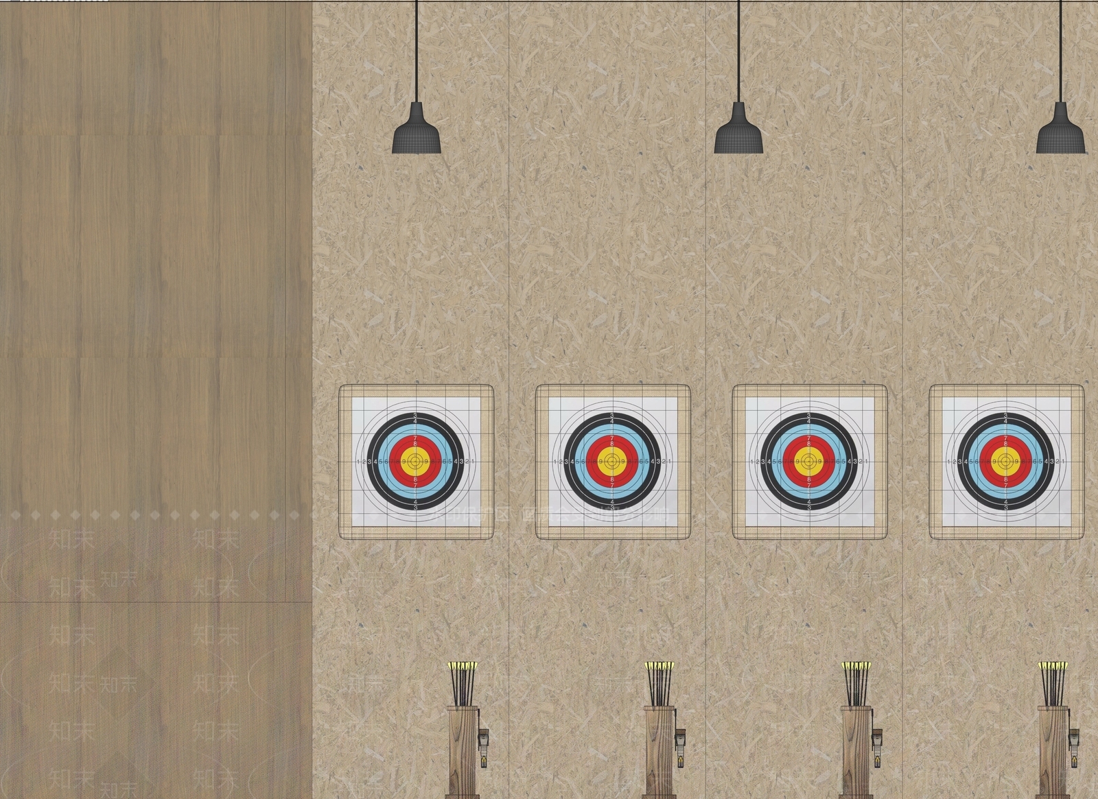 现代射击馆SU模型下载【ID:1152658960】