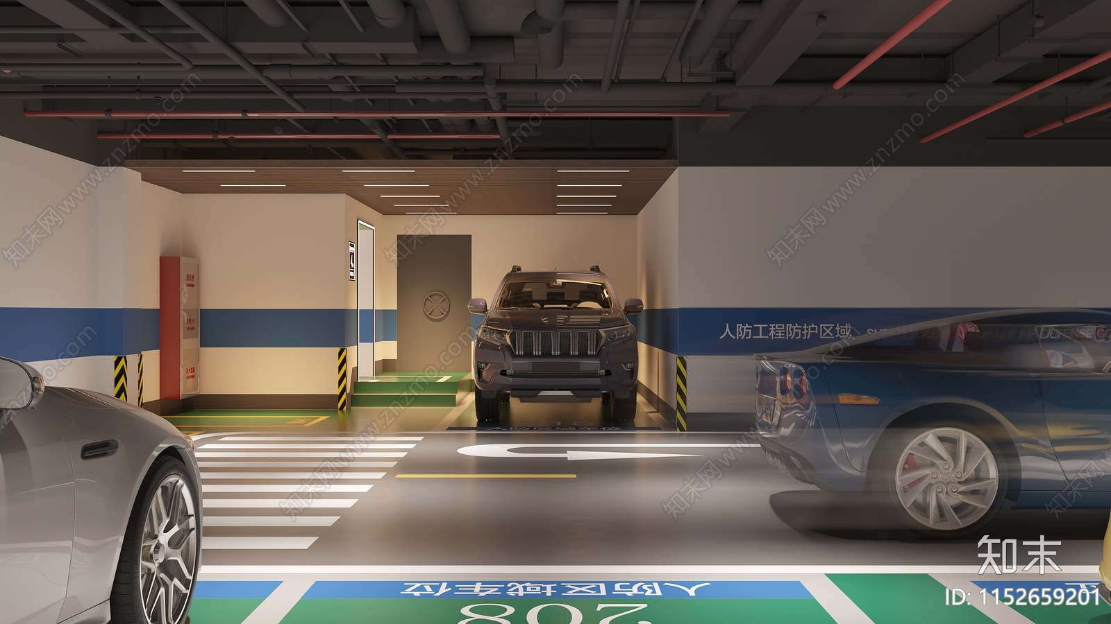 现代地下停车场3D模型下载【ID:1152659201】