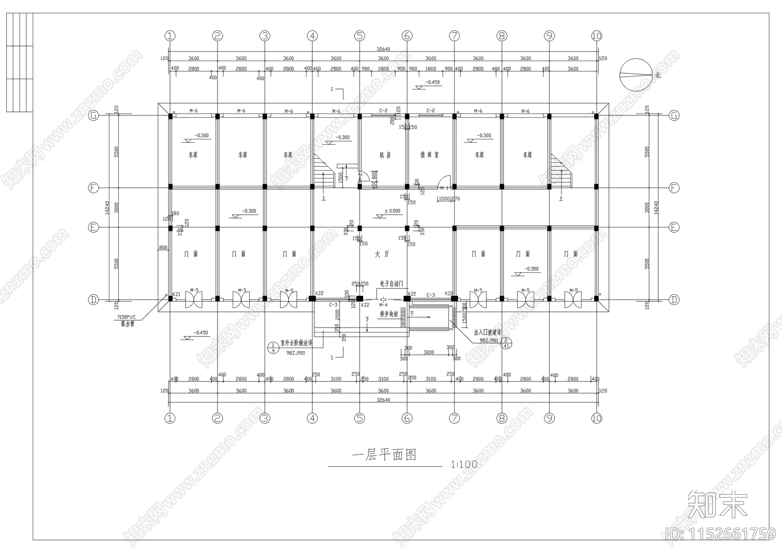 四层框架办公楼建筑结cad施工图下载【ID:1152661759】