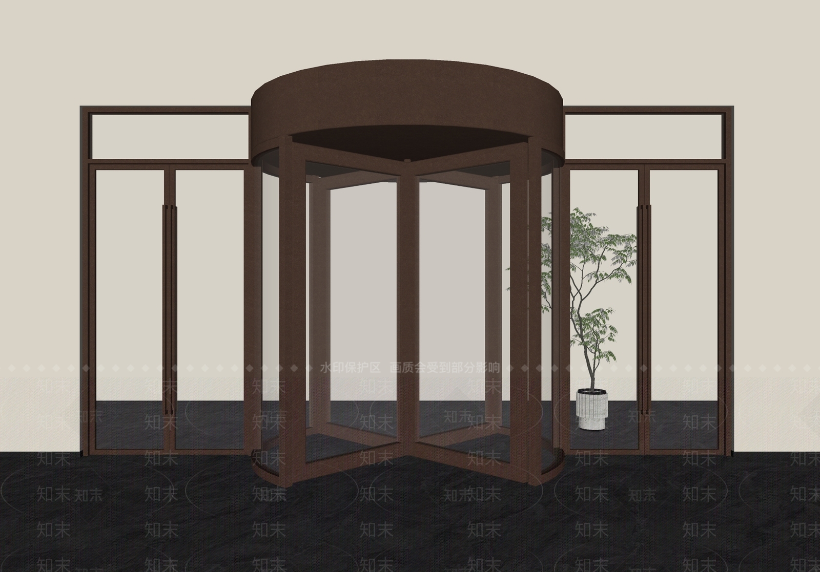 现代旋转门SU模型下载【ID:1152661857】