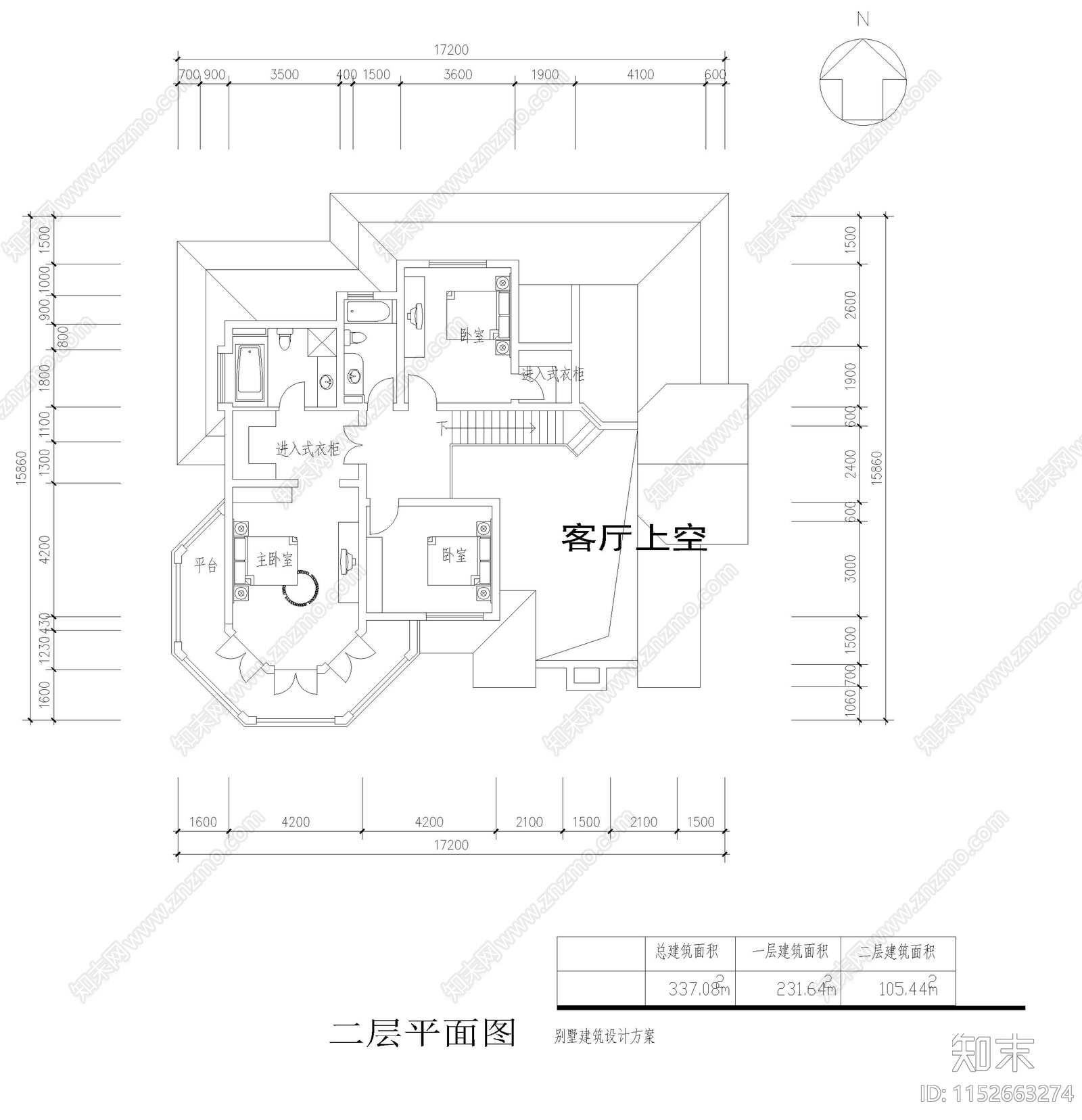 别墅建筑平面图cad施工图下载【ID:1152663274】