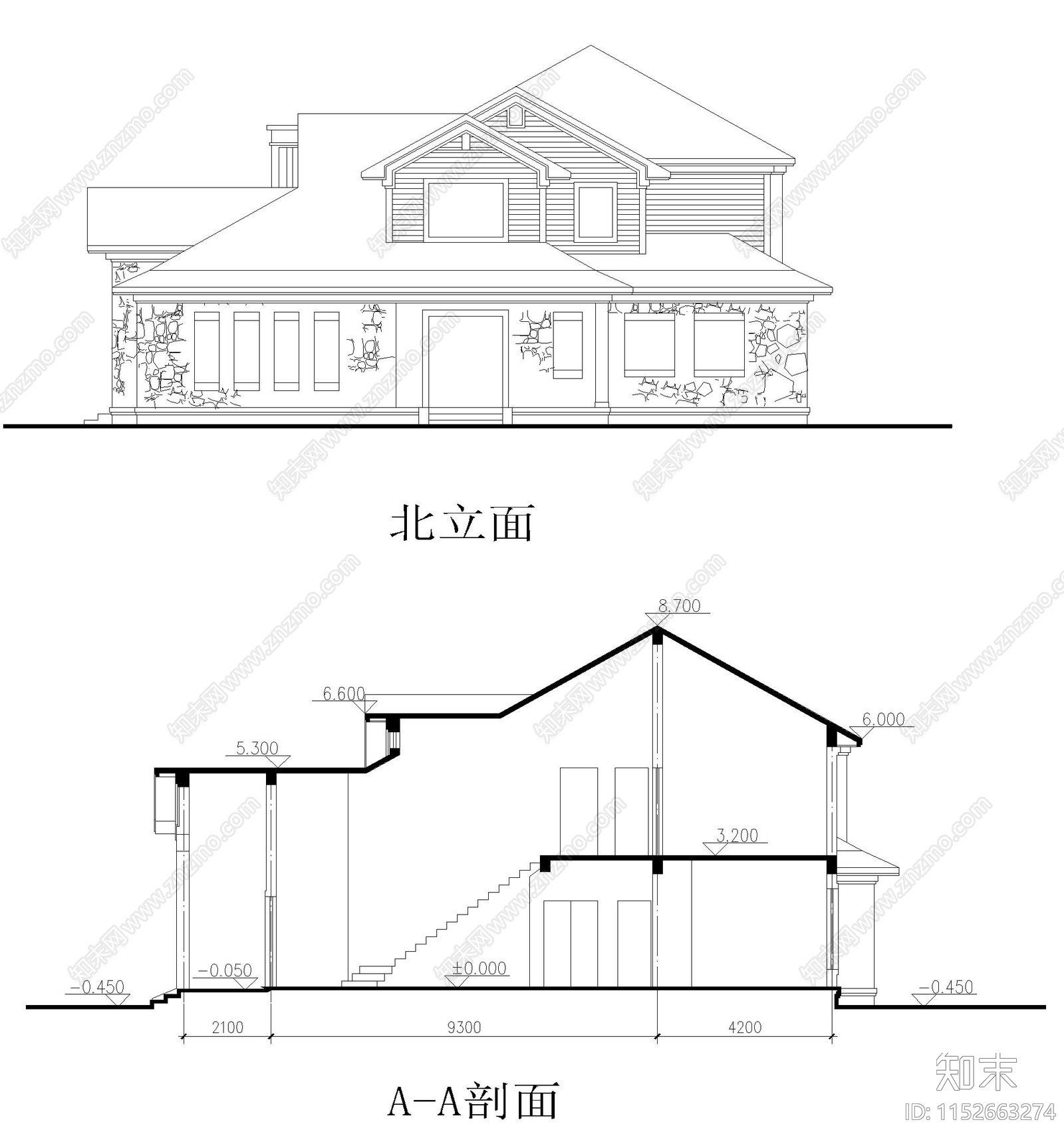 别墅建筑平面图cad施工图下载【ID:1152663274】