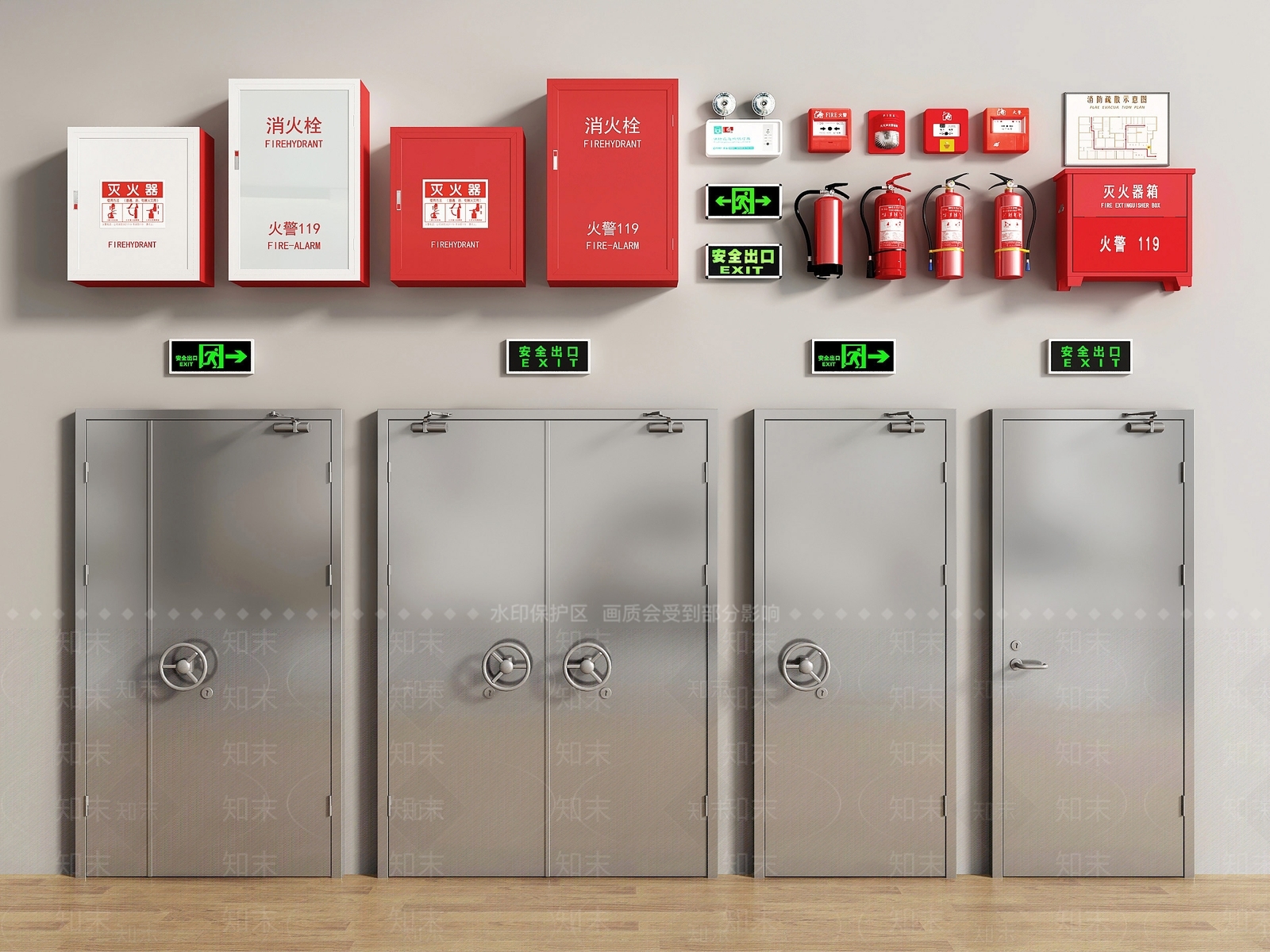 现代消防门3D模型下载【ID:1152664398】