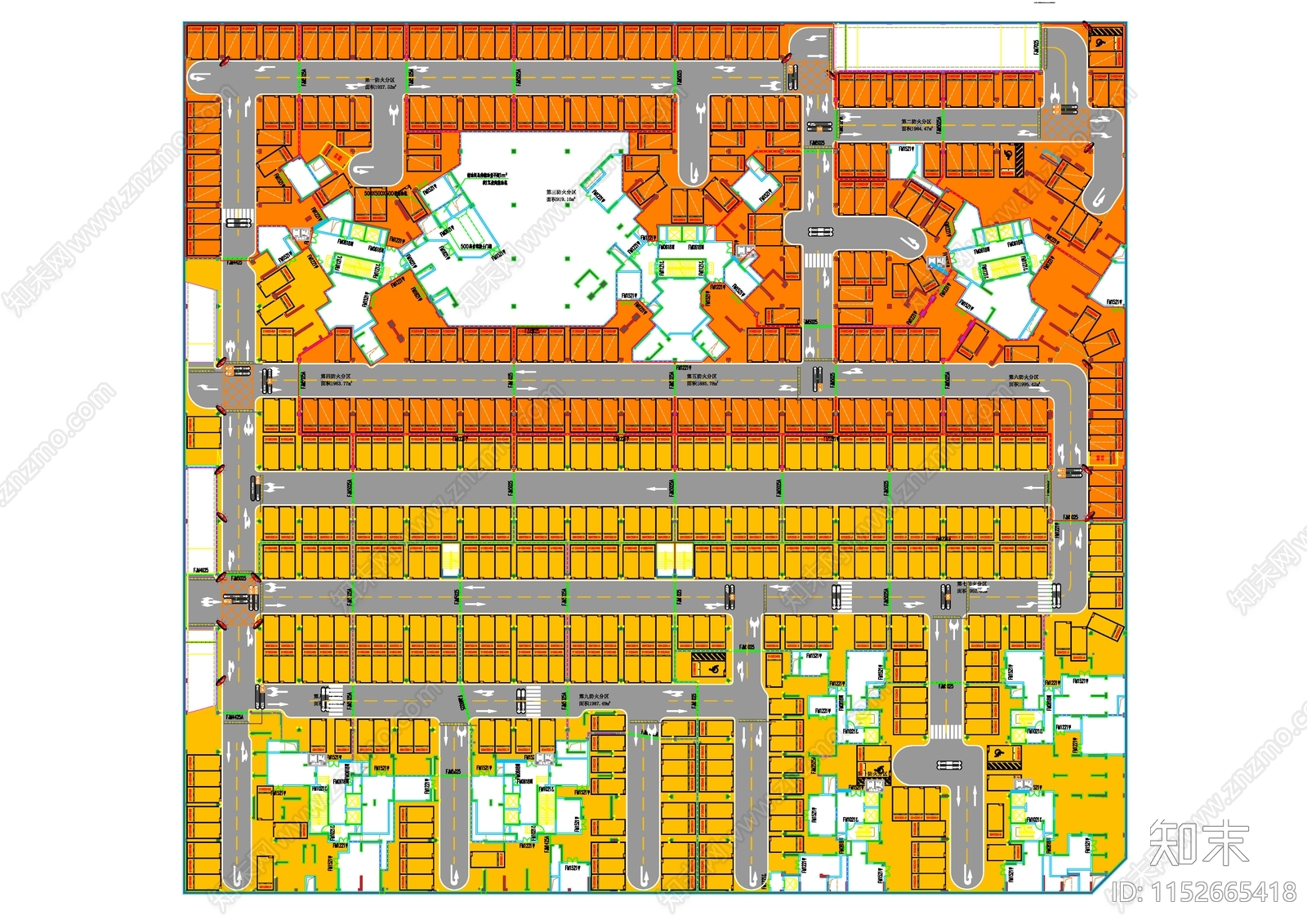 地下车库地坪车位涂装图cad施工图下载【ID:1152665418】