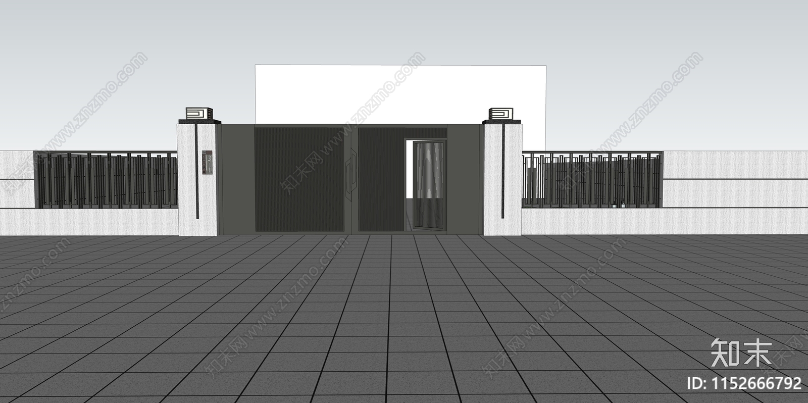 现代庭院门SU模型下载【ID:1152666792】
