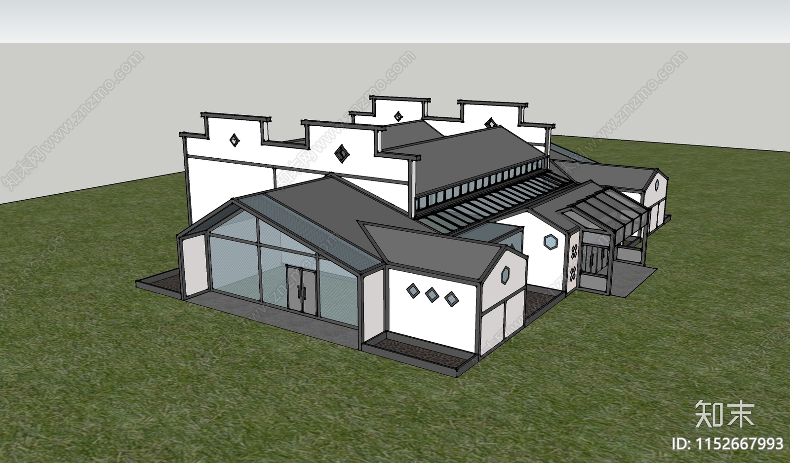 新中式乡村民房SU模型下载【ID:1152667993】