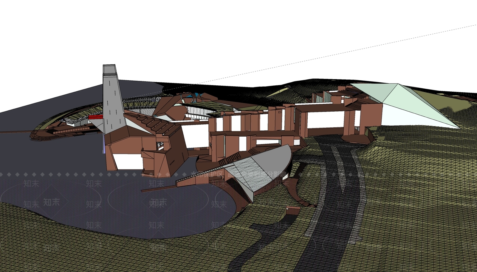现代坡地展览馆SU模型下载【ID:1152667998】