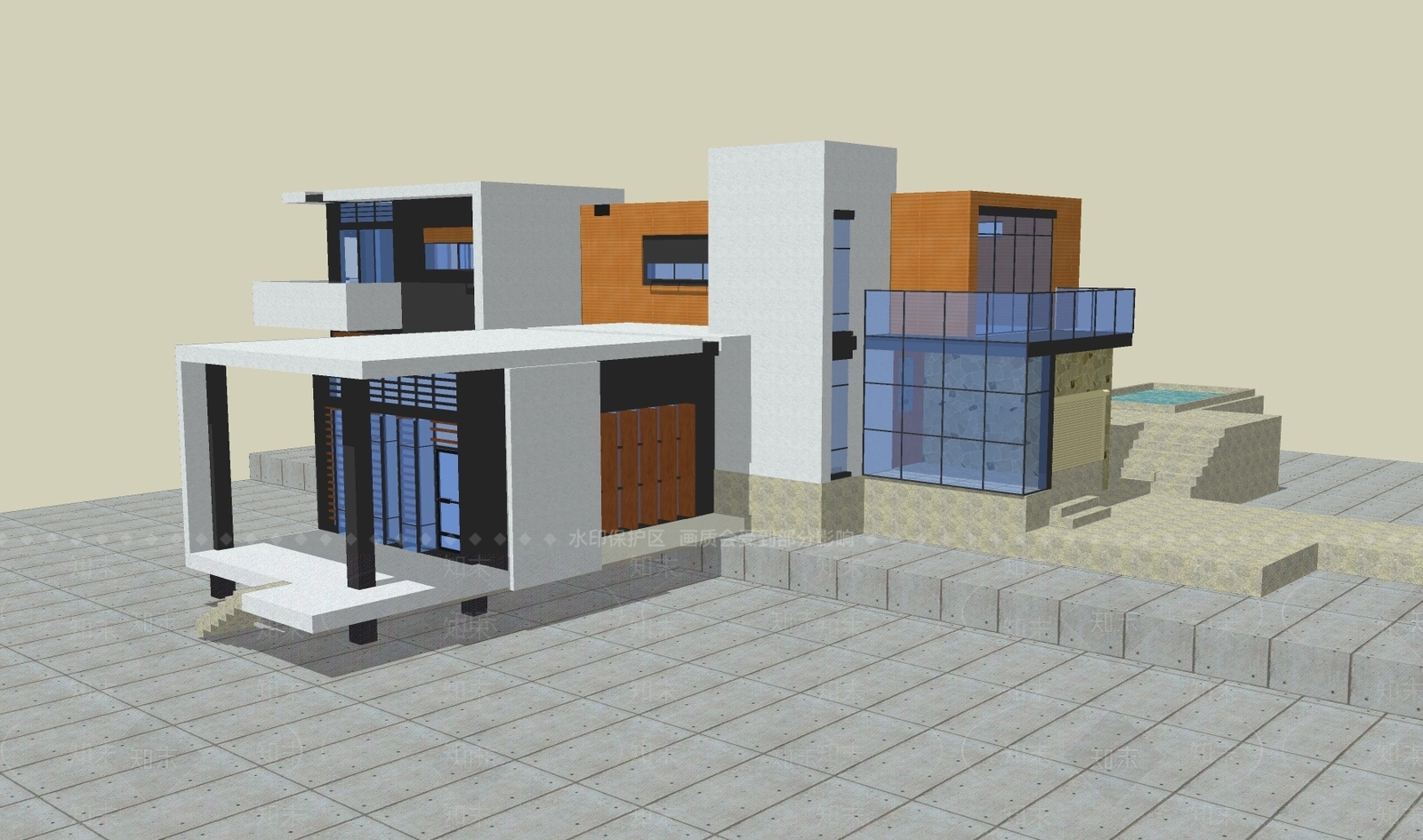 现代展览馆建筑SU模型下载【ID:1152668337】